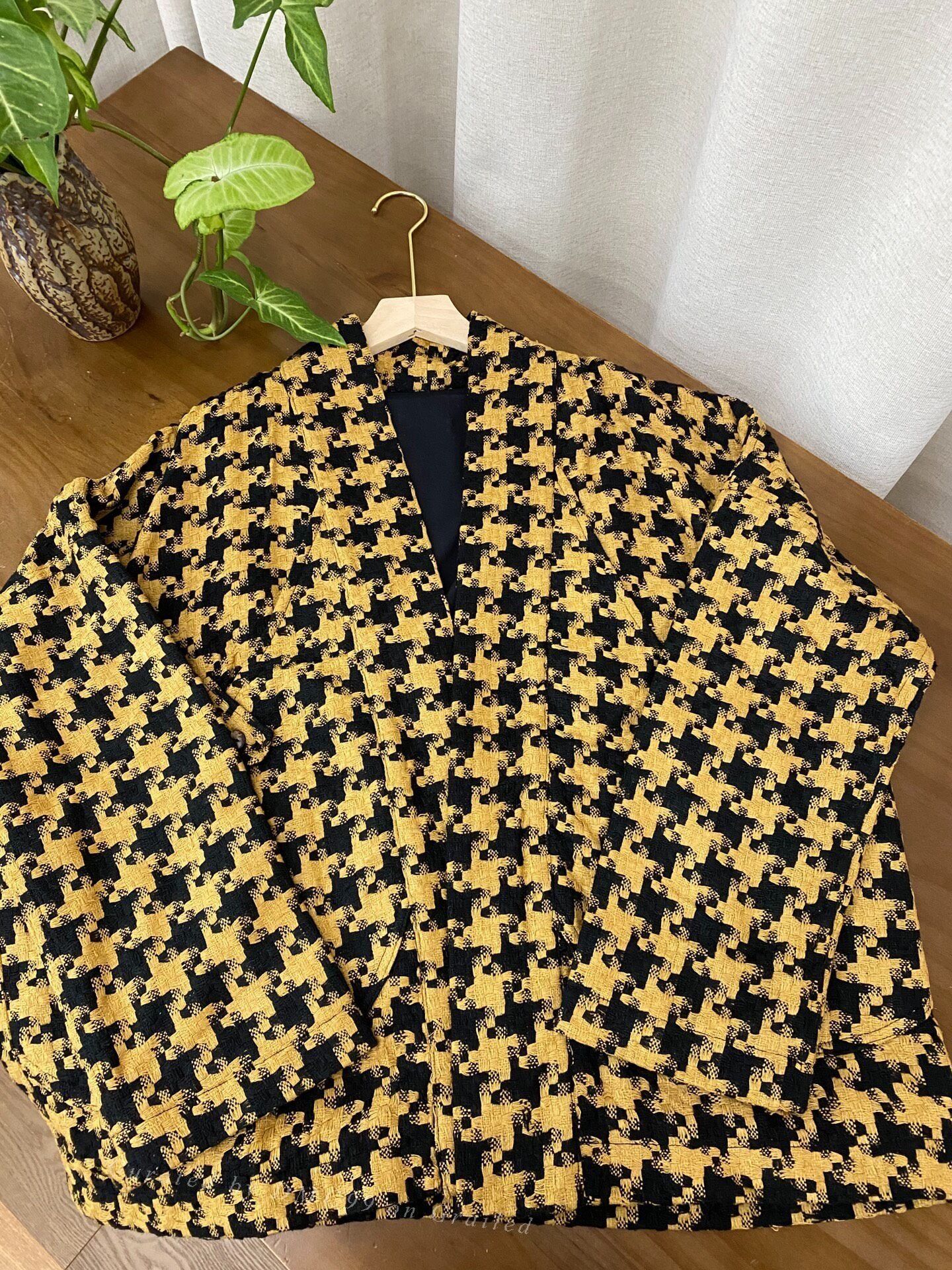 Other Plant-dyed Tussah Silk Houndstooth Coat Size M / US 6-8 / IT 42-44 - 1 Thumbnail