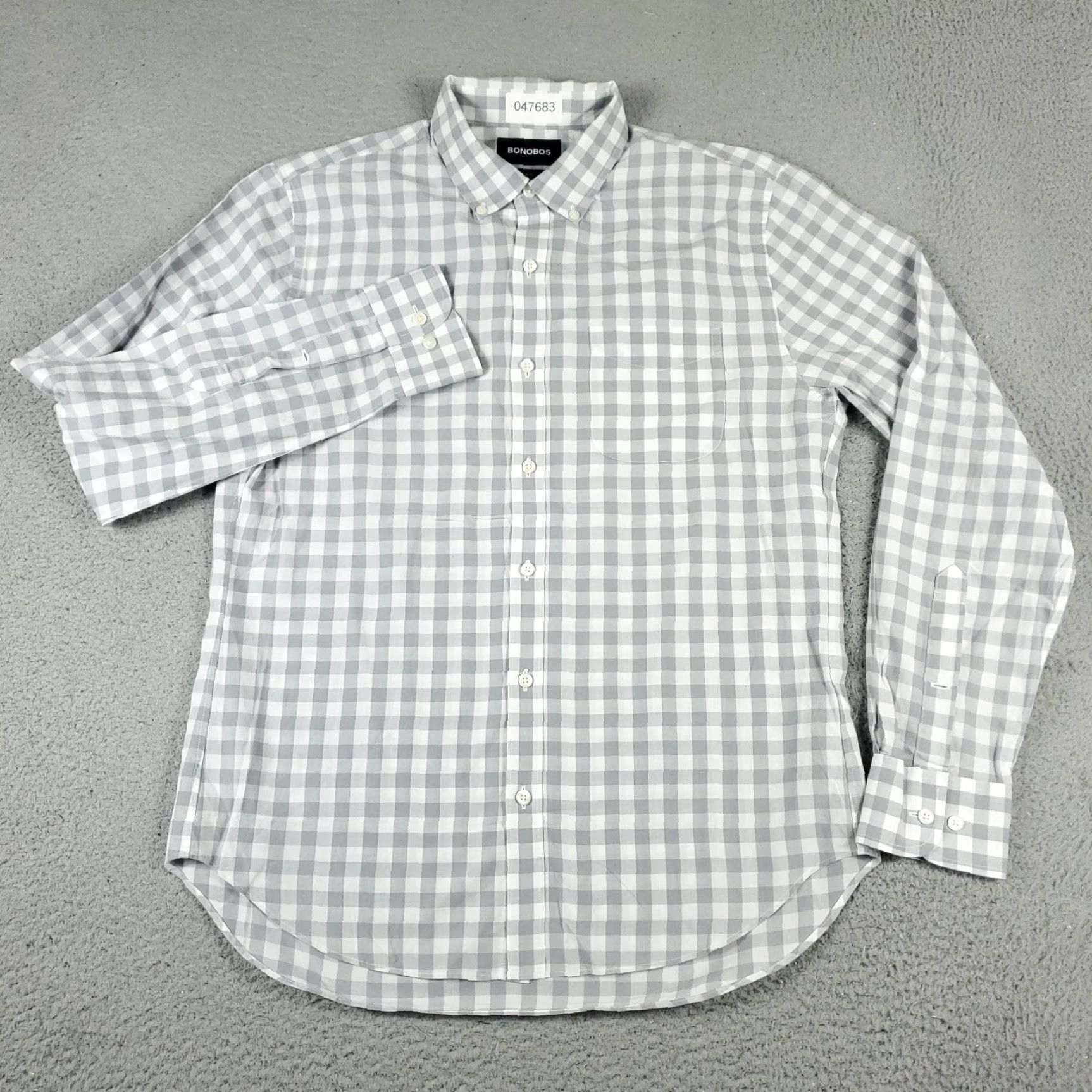 Bonobos Bonobos Men's Casual Button-Up Shirt Gray Check Long Sleeve Medium Size US M / EU 48-50 / 2 - 2 Thumbnail