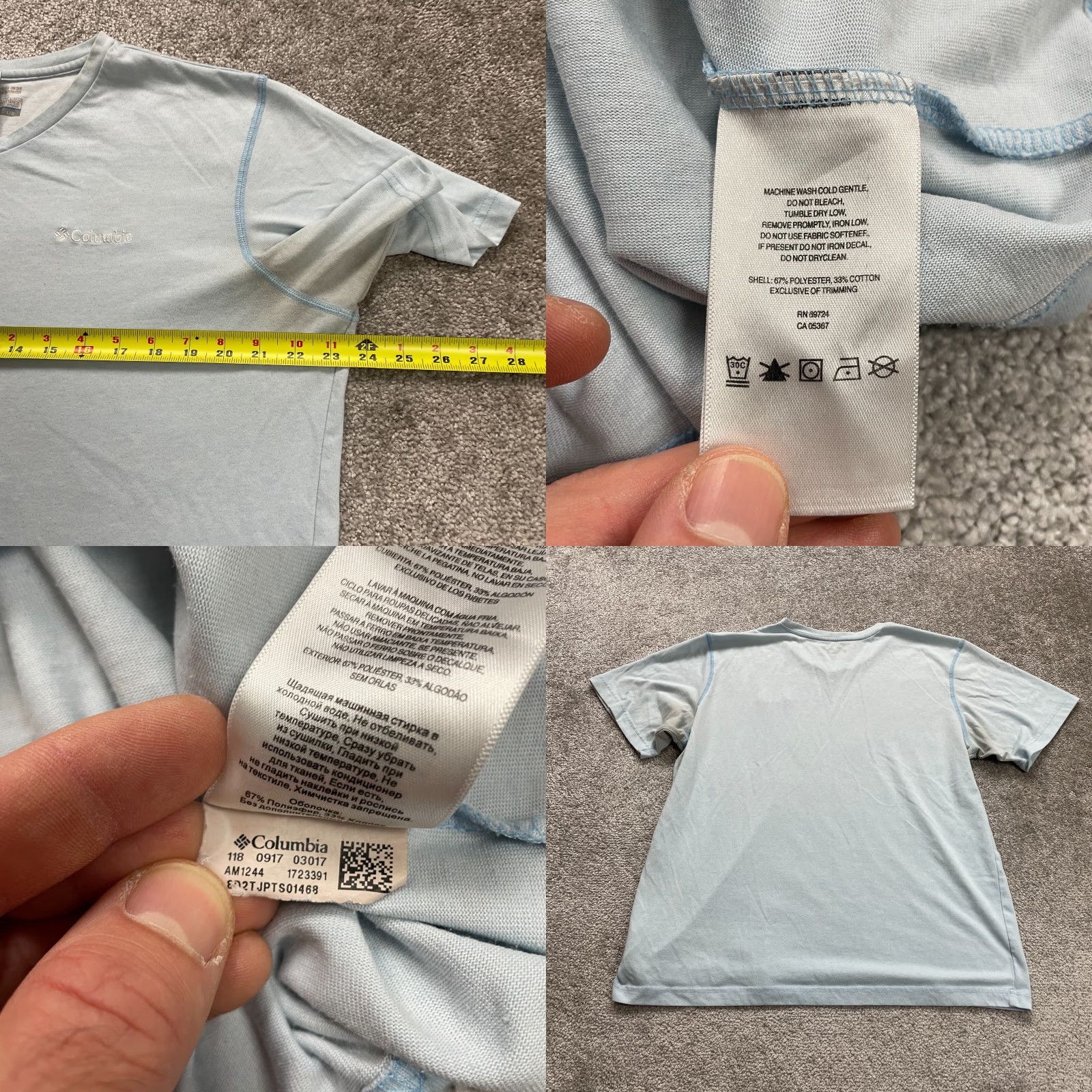 Vintage Columbia Shirt Large Lightblue V Neck Short Sleeve Omni Wick Tee Top Casual Mens Size US L / EU 52-54 / 3 - 8 Thumbnail