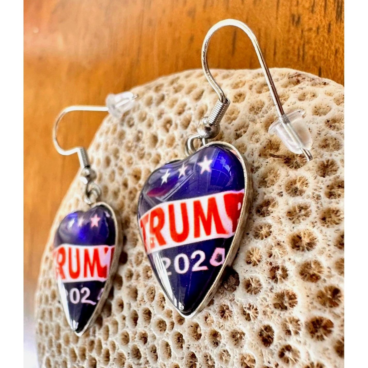 Handmade Trump 2024 MAGA Earrings Patriotic New Heart Shaped Dangle H Size ONE SIZE - 10 Thumbnail