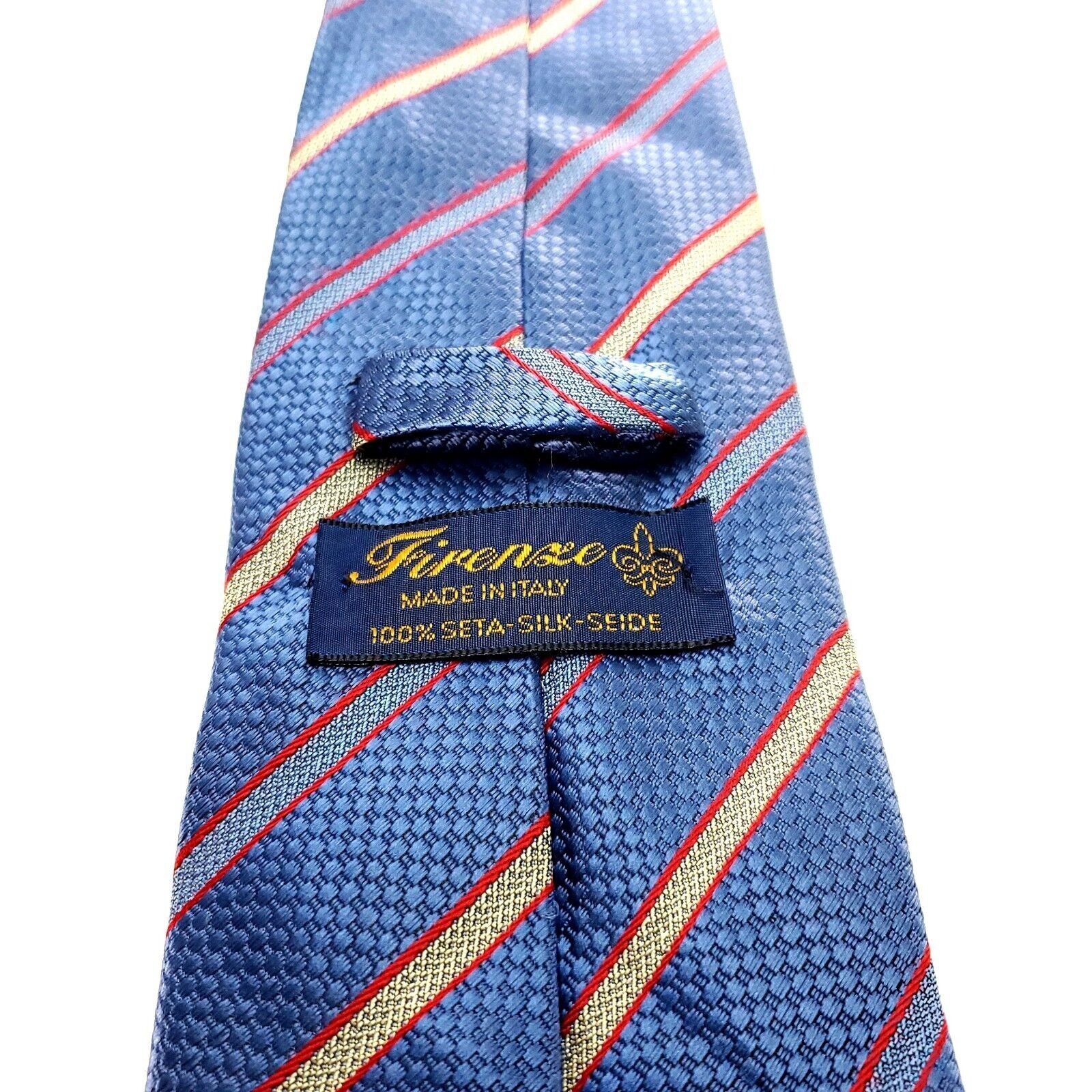Firenze Firenze Silk Tie Woven Blue Striped Short Size ONE SIZE - 4 Thumbnail