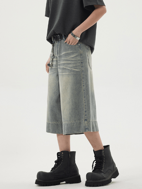 Japanese Brand × Jean American retro washed loose distressed denim shorts Size US 32 / EU 48 - 5 Thumbnail