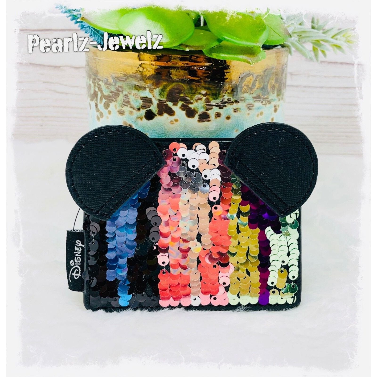 Disney Loungefly Disney Minnie Mouse Sequin Ear Black Cardholder Bo Size ONE SIZE - 1 Thumbnail