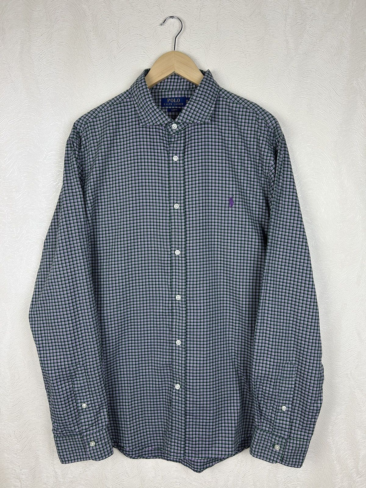 Polo Ralph Lauren Polo Ralph Lauren Green Check Slim Fit Shirt Sz XL Size US XL / EU 56 / 4 - 2 Thumbnail