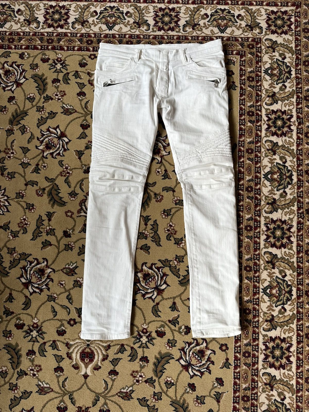 Balmain FW15 WHITE BIKER JEANS | Grailed
