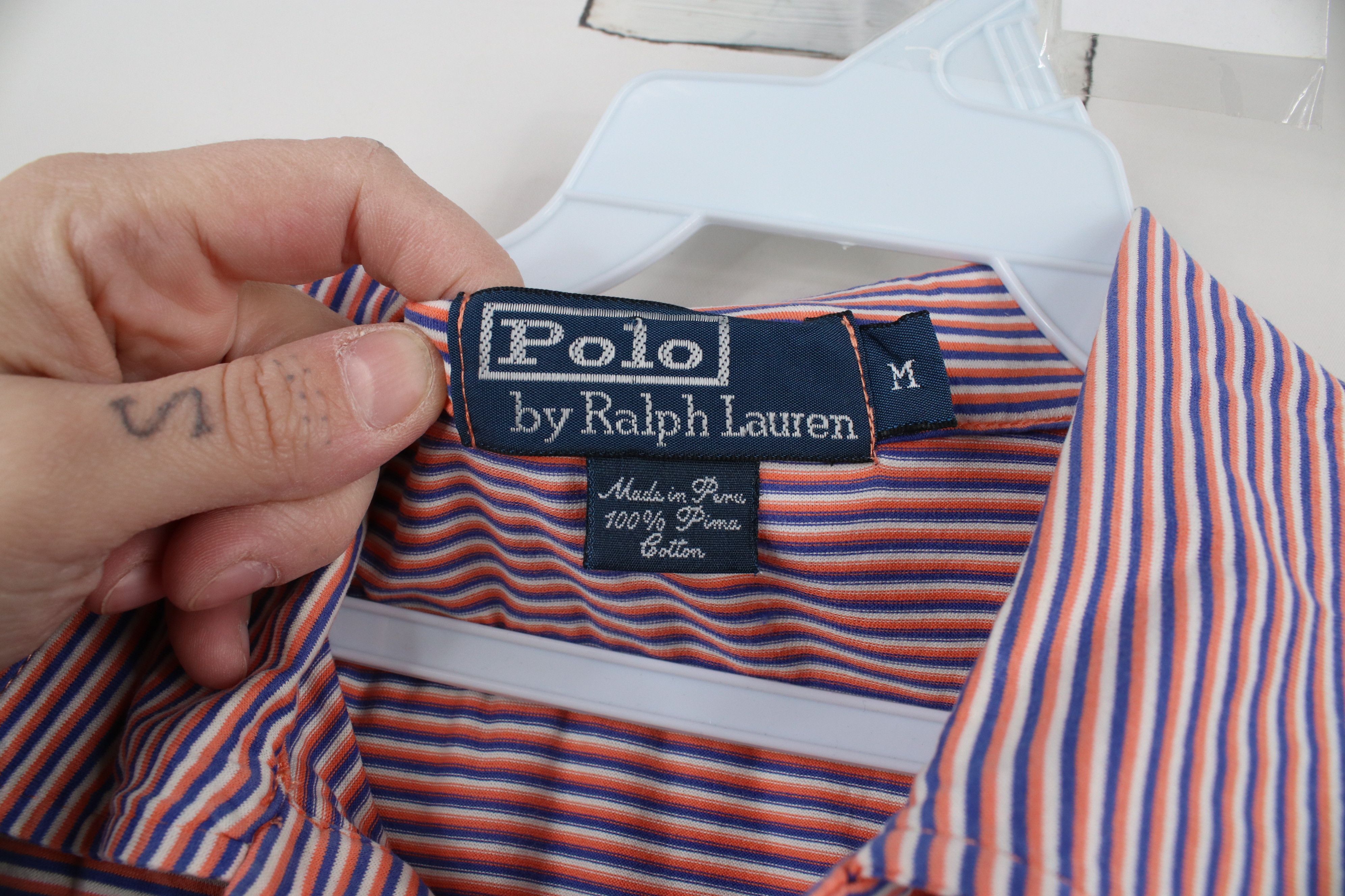 Ralph Lauren × Vintage Vintage Ralph Lauren Cotton Knit Striped Collared Polo Shirt Size US M / EU 48-50 / 2 - 6 Thumbnail