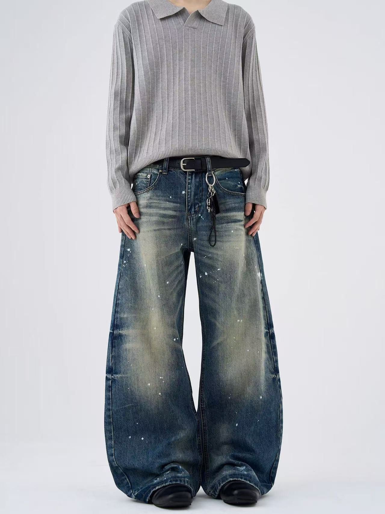 Japanese Brand American retro street washed ink splatter curved jeans Size US 32 / EU 48 - 4 Thumbnail