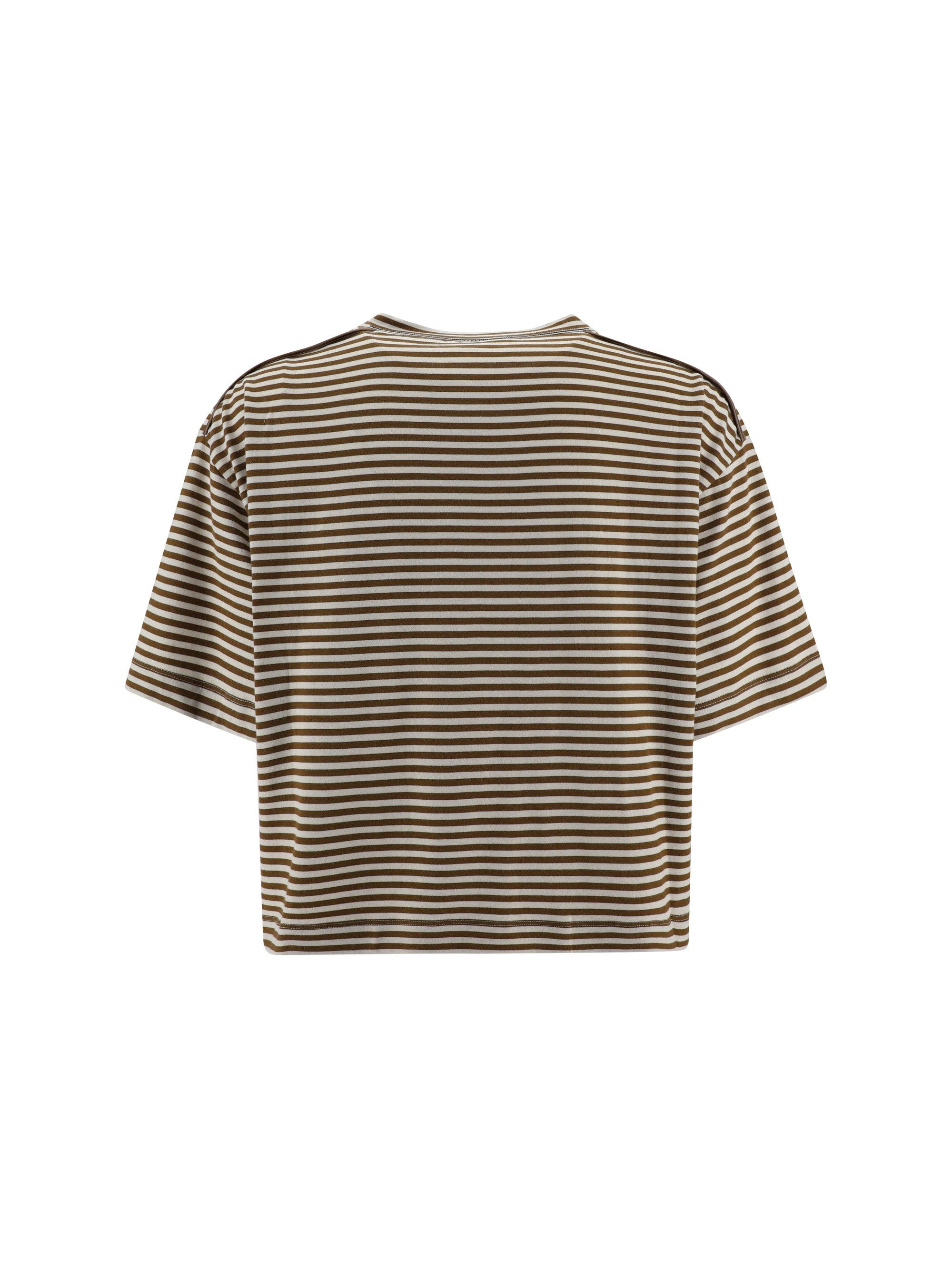 Brunello Cucinelli o1y0825 Crewneck T-Shirt in Brown/White Size M / US 6-8 / IT 42-44 - 2 Thumbnail