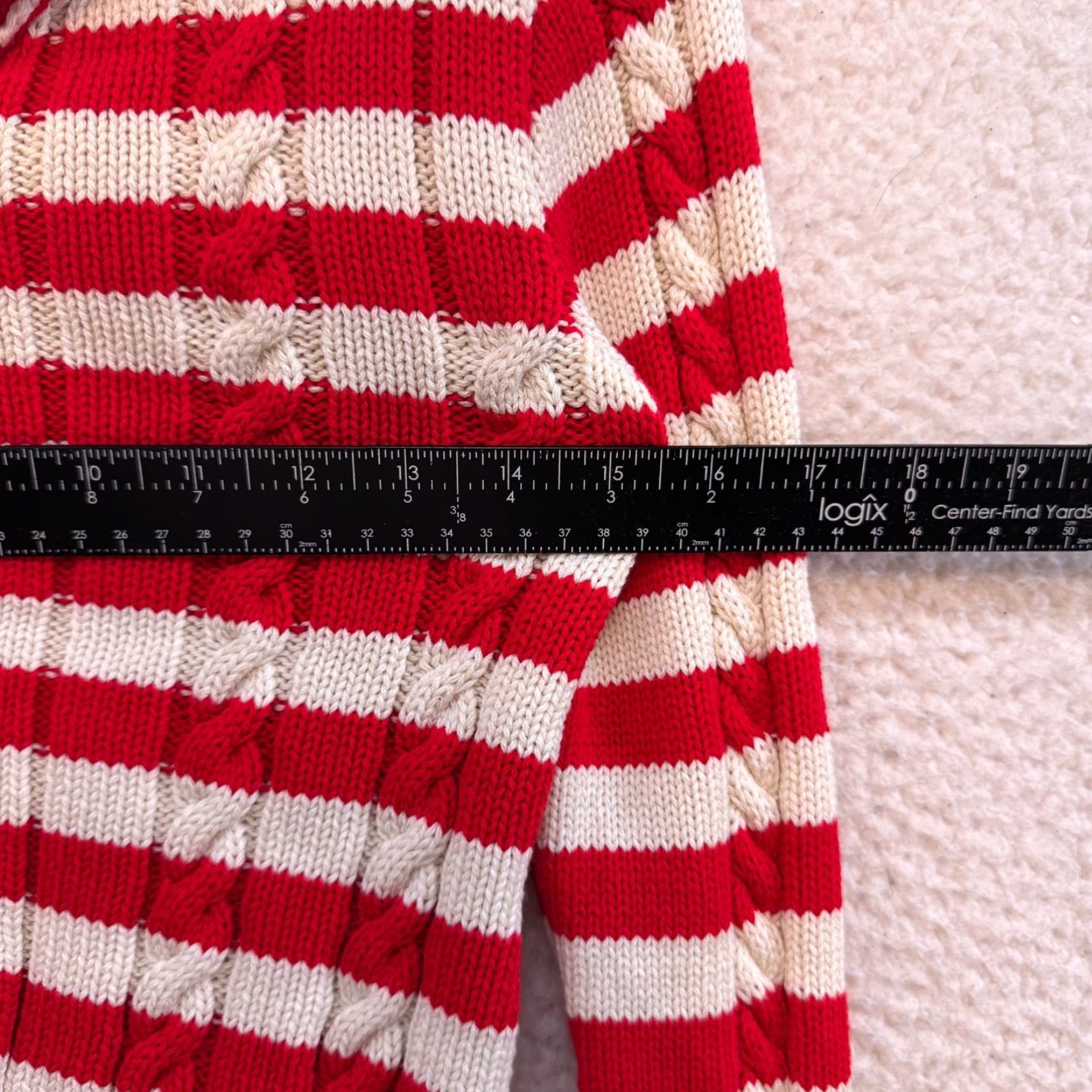 Zara Zara Cardigan Sweater XS Red White Striped Cable Knit Crop NWT Womens Size XS / US 0-2 / IT 36-38 - 5 Thumbnail