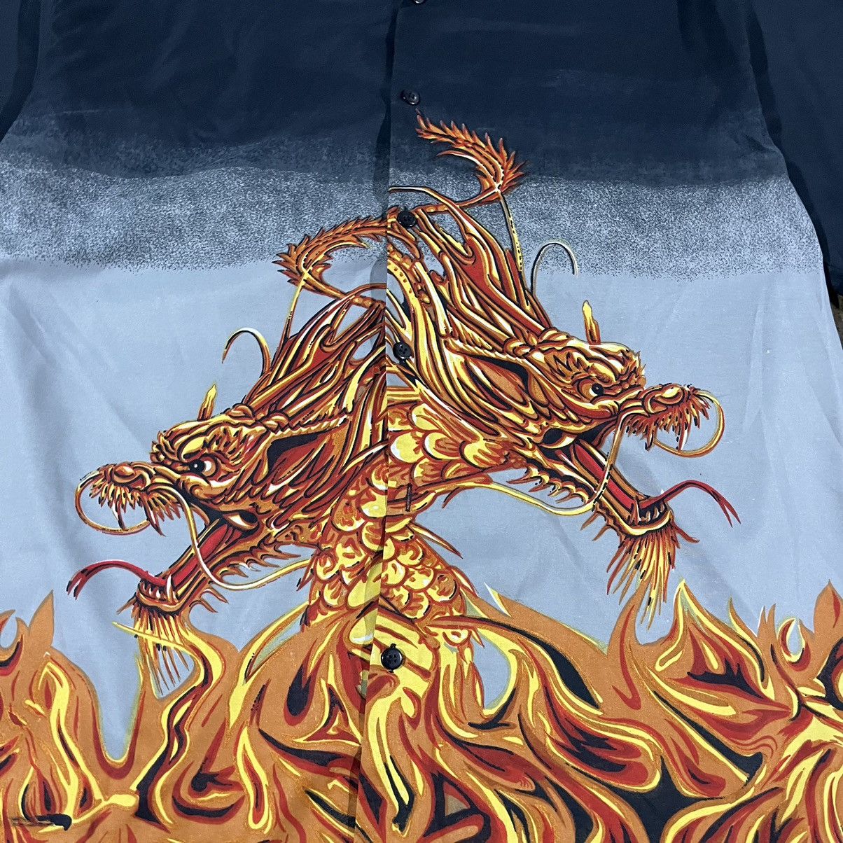 JNCO × Southpole Crazy Y2K JNCO Style Flames Dragon Grunge Goth Button Up Size US XL / EU 56 / 4 - 4 Thumbnail