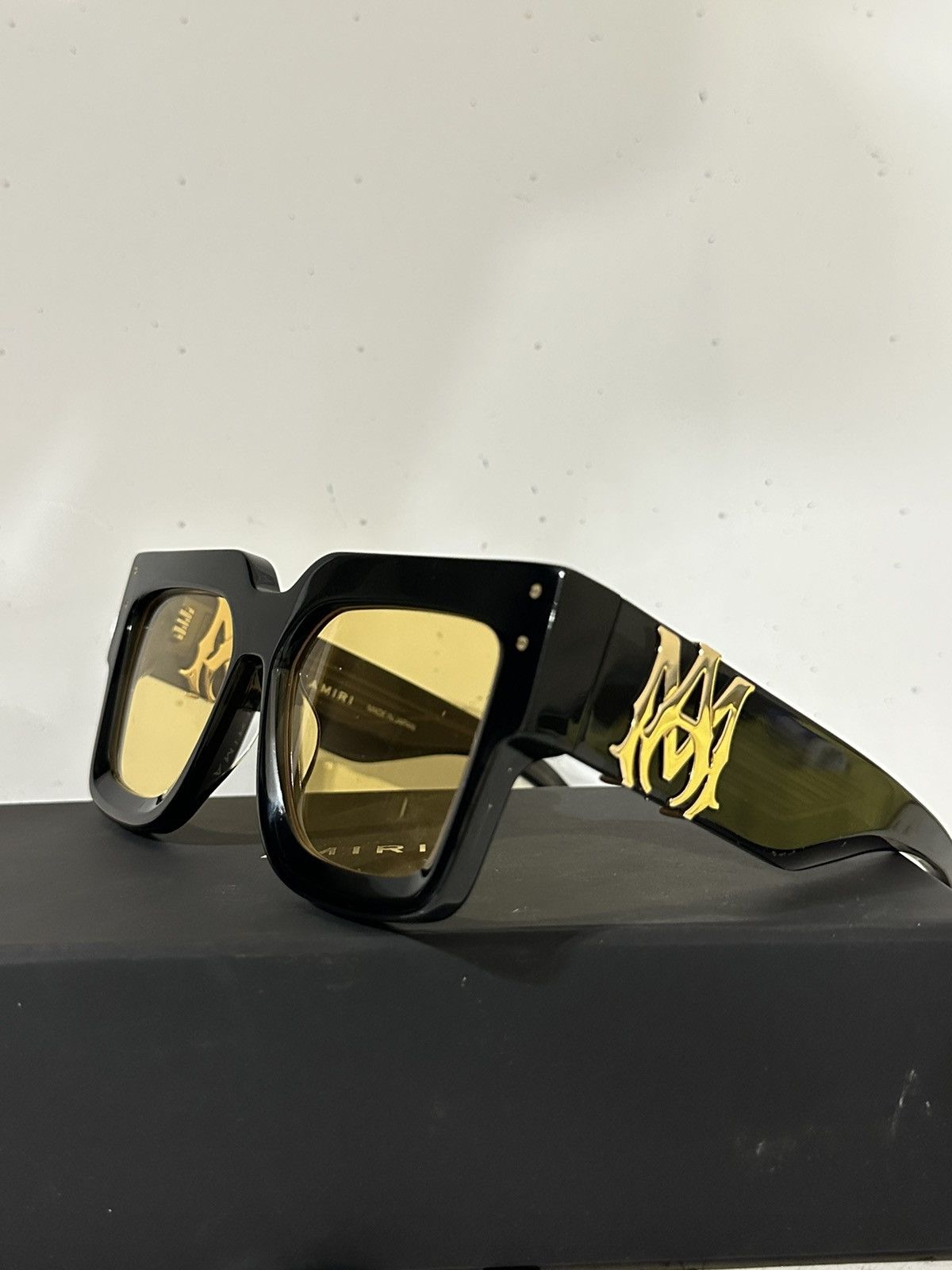image of Amiri Sunglasses Ma Jumbo Black Yellow Big Letter Gold, Men's