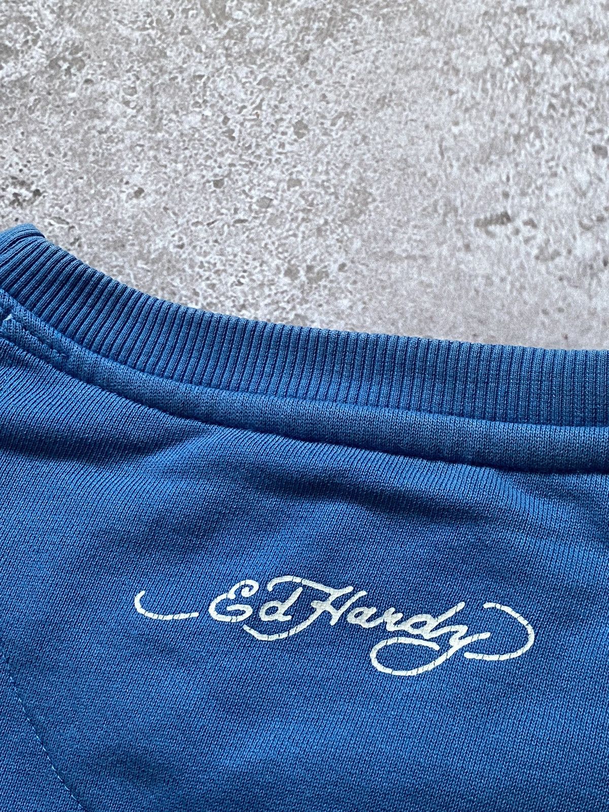 Ed Hardy × Japanese Brand × Vintage Ed Hardy Blue Colour-Block Sweatshirt Size US L / EU 52-54 / 3 - 10 Thumbnail