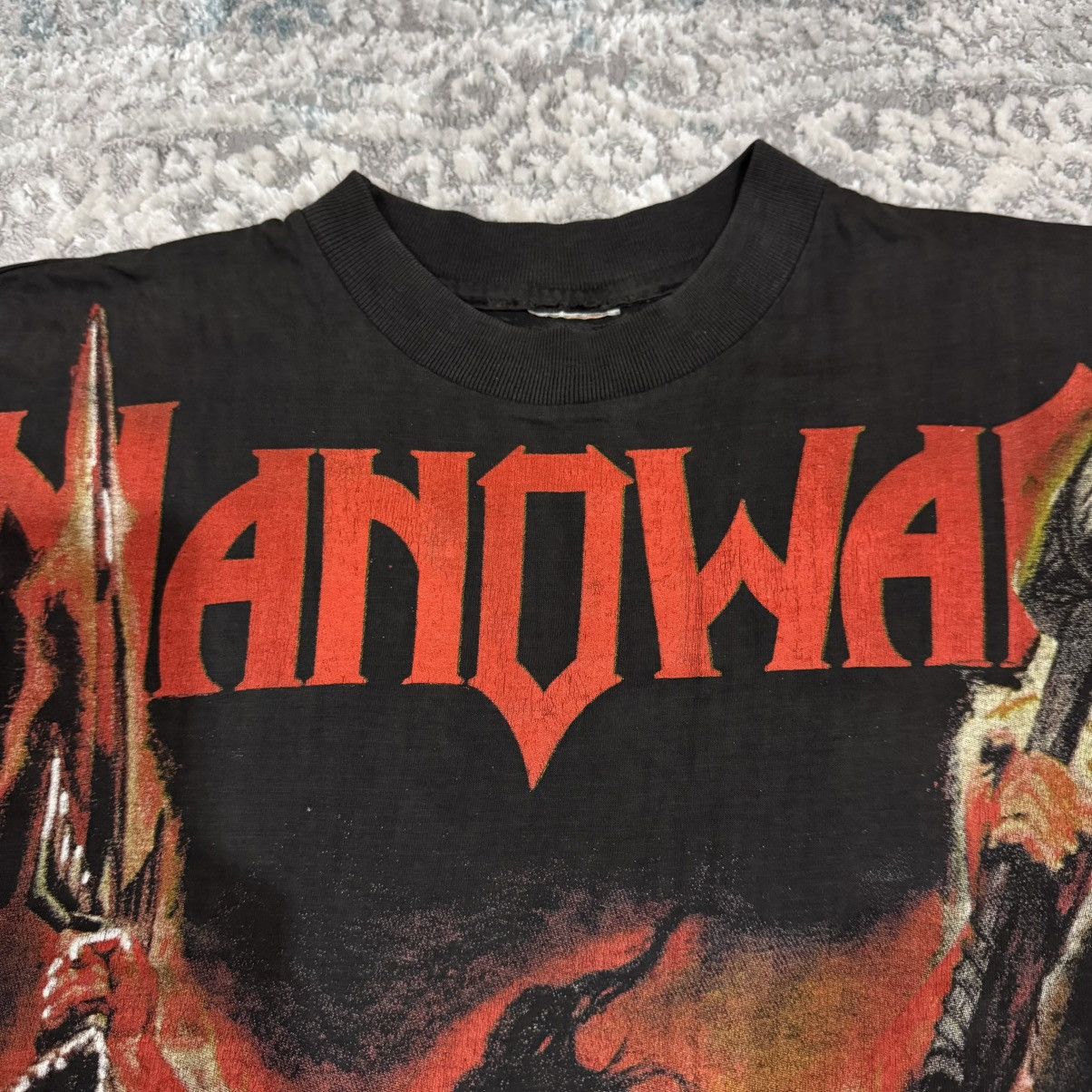 Band Tees Vintage 1995 Manowar Euro Tee T - Shirt AOP 90s Size US L / EU 52-54 / 3 - 5 Thumbnail