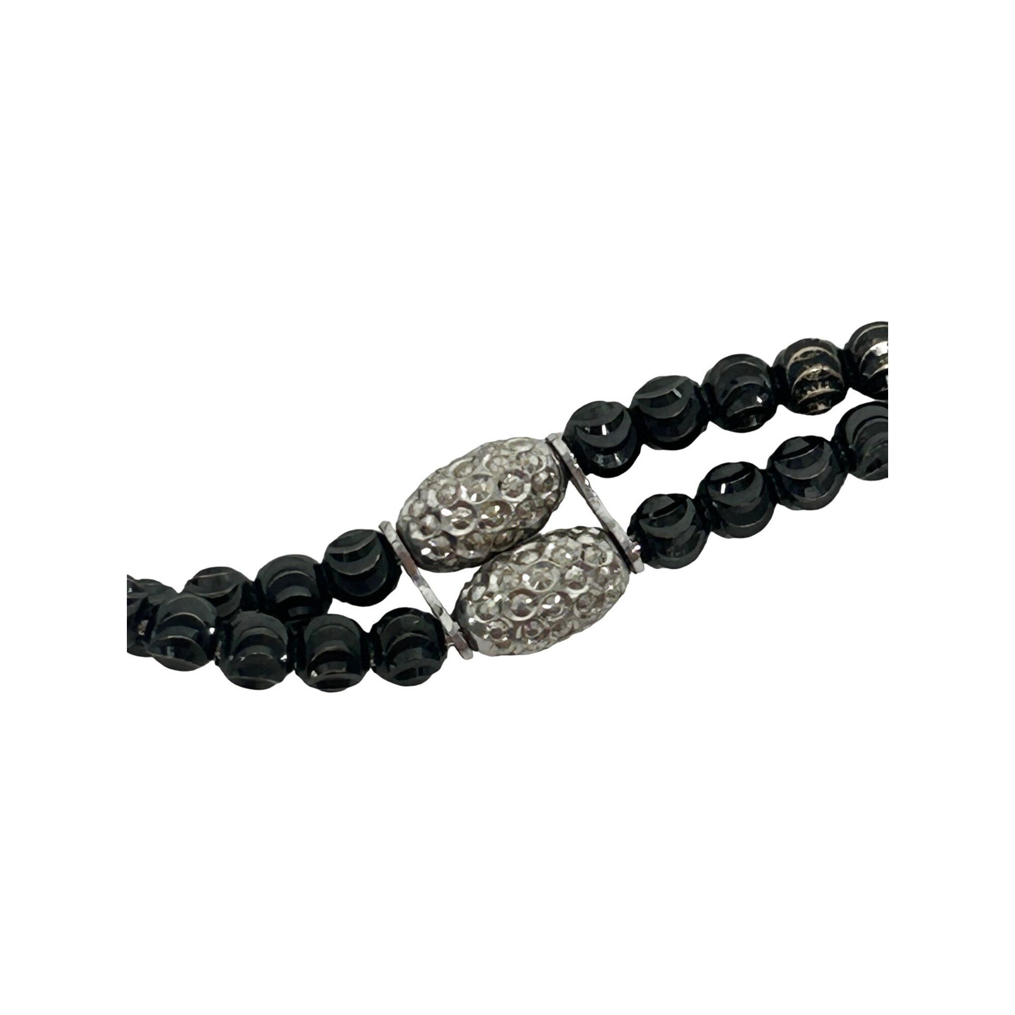 Other Bracelet 925 Sterling Silver Black Faceted Beads Italy Vtg 7 Size ONE SIZE - 4 Thumbnail