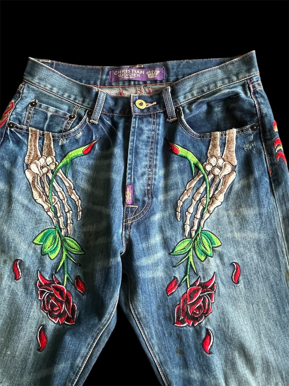 Christian Audigier Christian Audigier Ed Hardy Embroidery Jeans Size US 34 / EU 50 - 2 Thumbnail