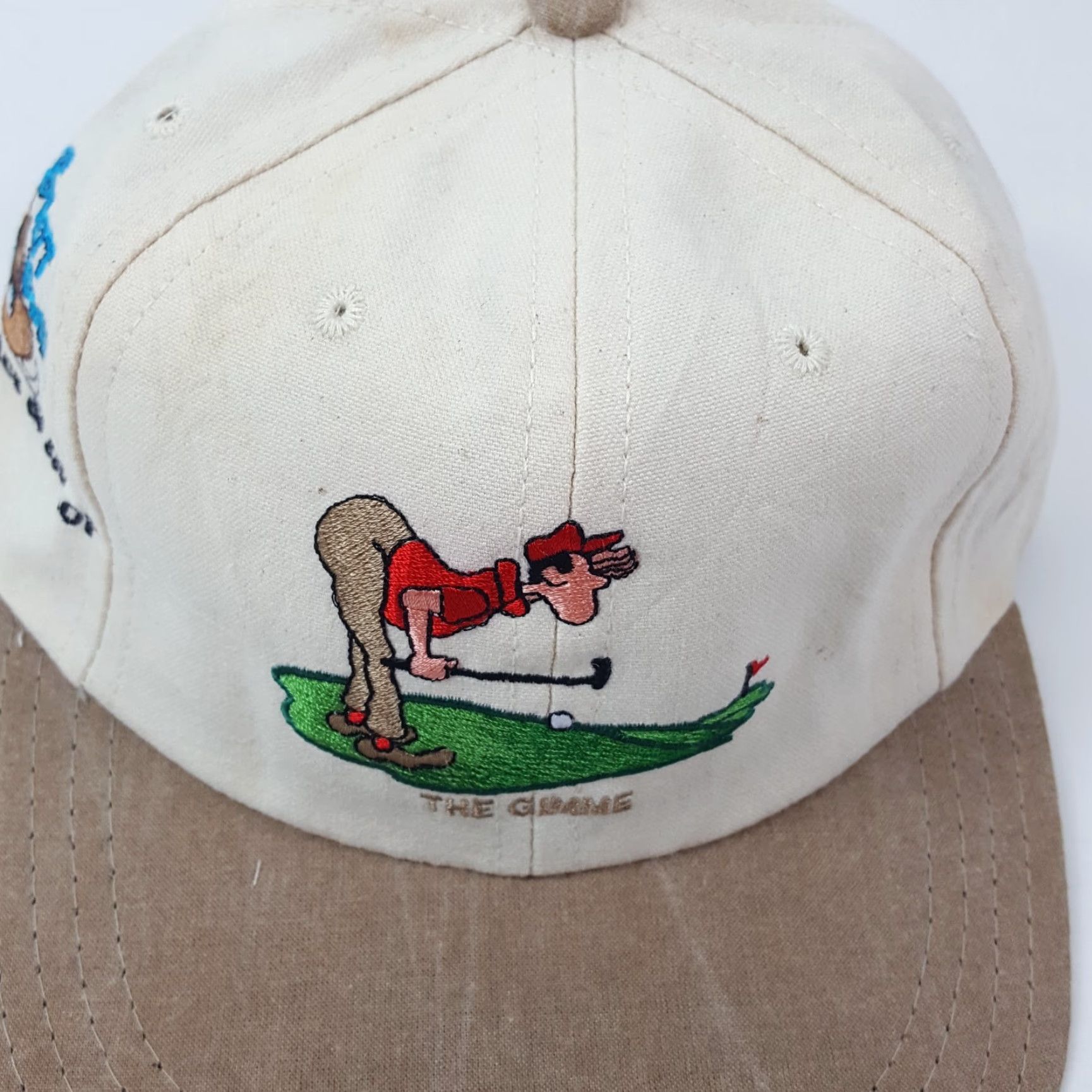 Vintage VINTAGE Brett Ogle Baseball Cap Hat Men One Size Beige Cotton Canvas Adjustable 90s Golf PGA Preppy Funny Parody Cap Size ONE SIZE - 3 Thumbnail
