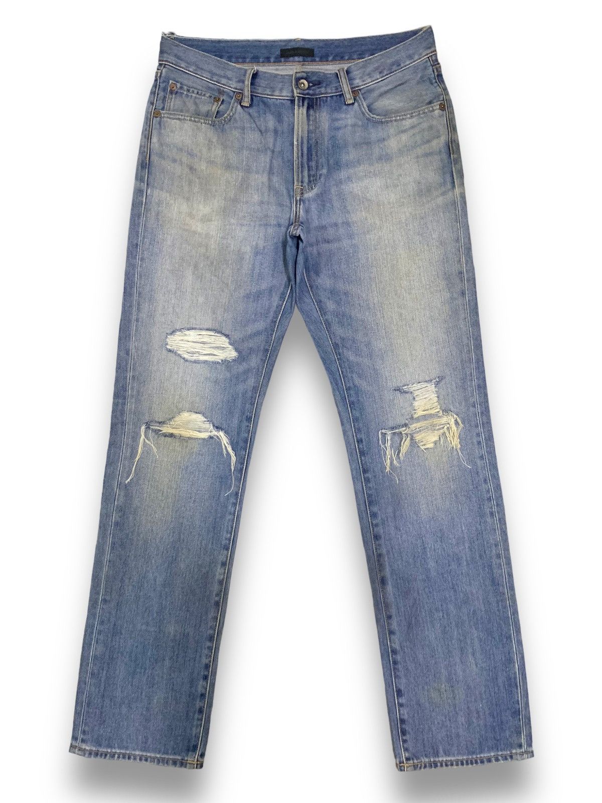 Vintage Uniqlo UJ Loose Straight Thrashed Distressed Jeans