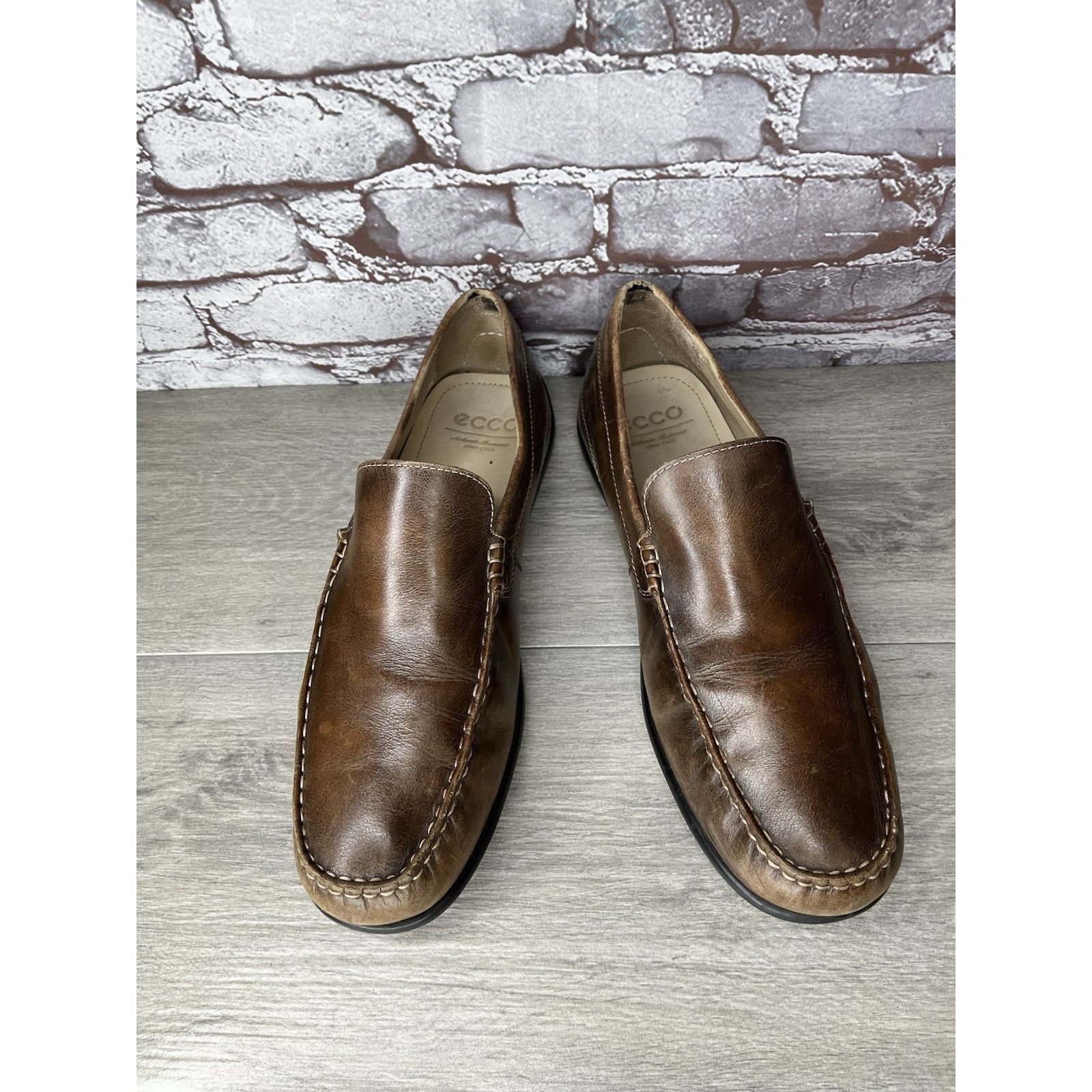 Ecco ECCO Brown Leather Slip On Casual Loafers Driving Shoes Men Size US 13 / EU 46 - 1 Thumbnail