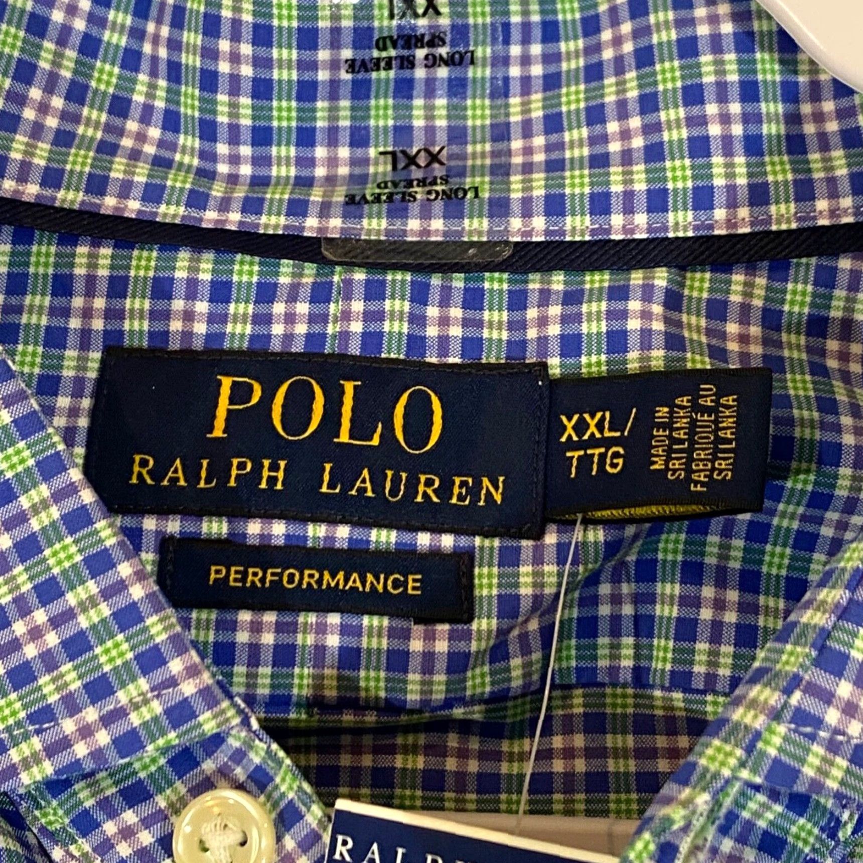 Polo Ralph Lauren Polo Ralph Lauren Performance Shirt Mens 2XL Blue Green Plaid Button Up L/S Size US XXL / EU 58 / 5 - 3 Thumbnail