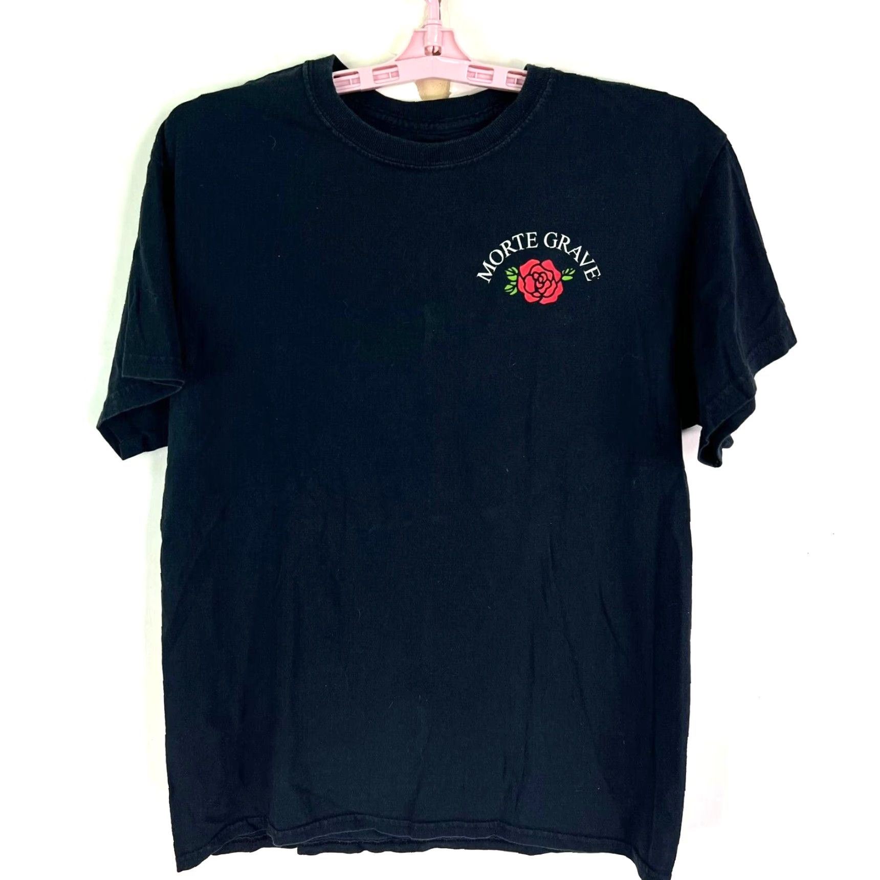 Vintage Morte Grave T-Shirt Mens Size M Black Graphic Skull Rose Goth Crew Neck Short Sleeve 40 in Cotton Men Size US M / EU 48-50 / 2 - 2 Thumbnail