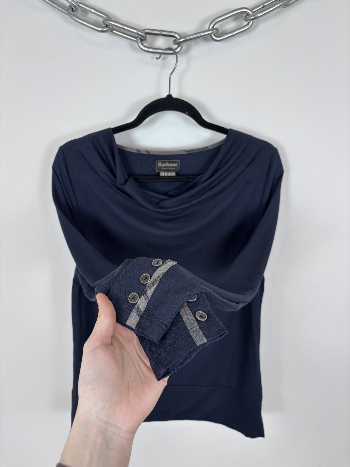 Barbour Barbour Winter Tartan Women’s Navy Blue Long Sleeve T-Shirt Size M / US 6-8 / IT 42-44 - 7 Thumbnail
