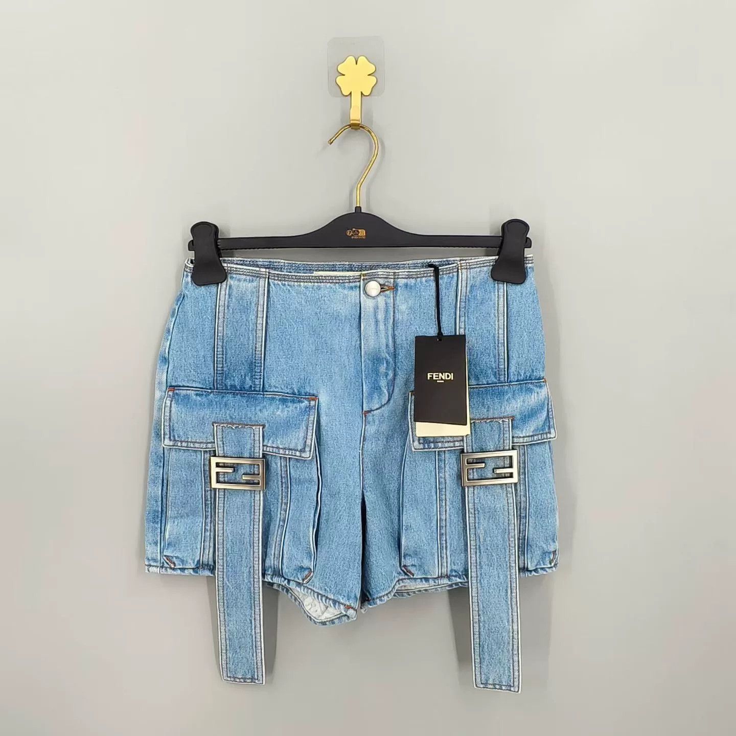 Fendi fendi blue cargo denim shorts with ties Size 38" / US 16 / IT 52 - 1 Thumbnail
