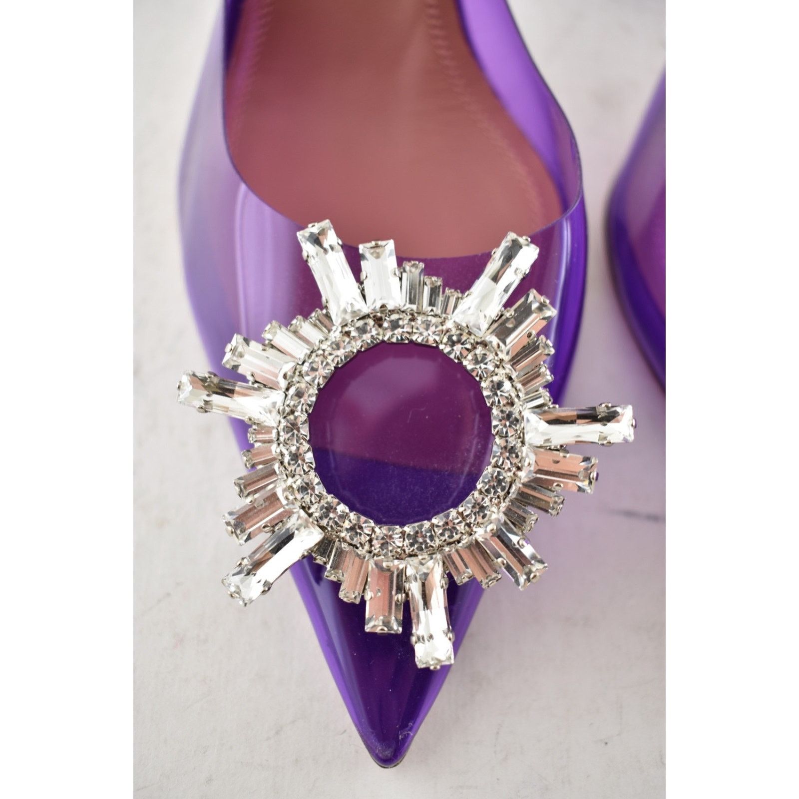 Amina Muaddi Amina Muaddi 95 Begum Glass PVC Purple Slingback Size US 8 / IT 38 - 11 Thumbnail