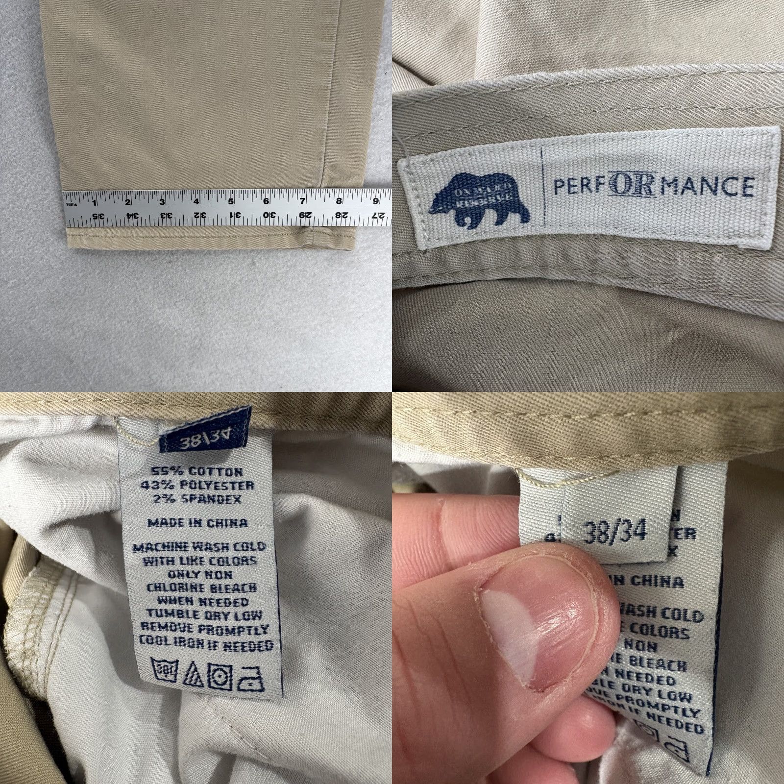 Vintage Onward Reserve Chino Pants Mens 38x32 Beige Stretch 5-Pocket Casual Workwear Pants Size US 38 / EU 54 - 8 Thumbnail