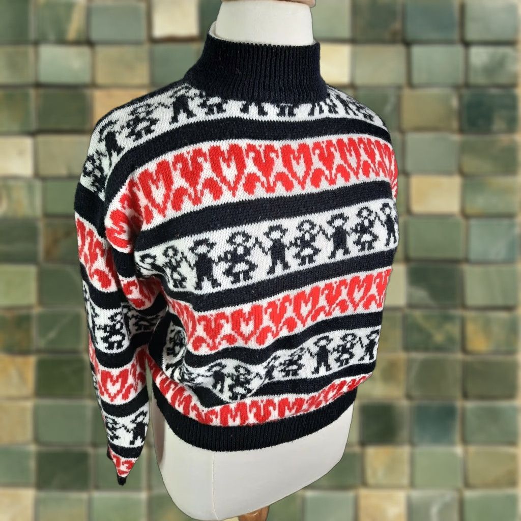 Vintage VINTAGE Words Boy Girl Hearts Love Turtleneck Oversized Sweater Womens Large S4C Size L / US 10 / IT 46 - 1 Thumbnail