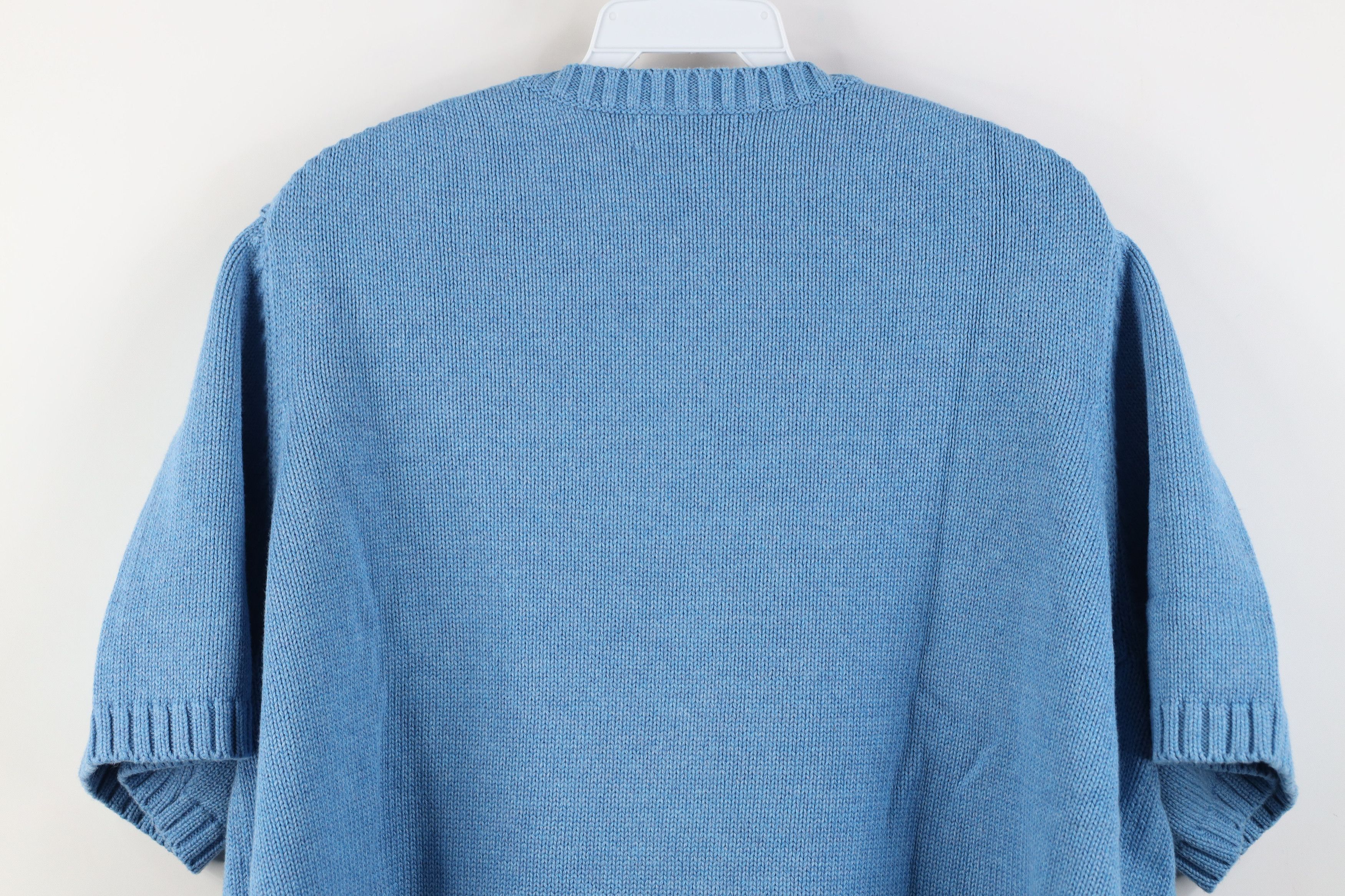 Lands' End Vintage 90s Lands End Blank Cotton Knit Short Sleeve Sweater Size XXL / US 16-18 / IT 52-54 - 9 Thumbnail