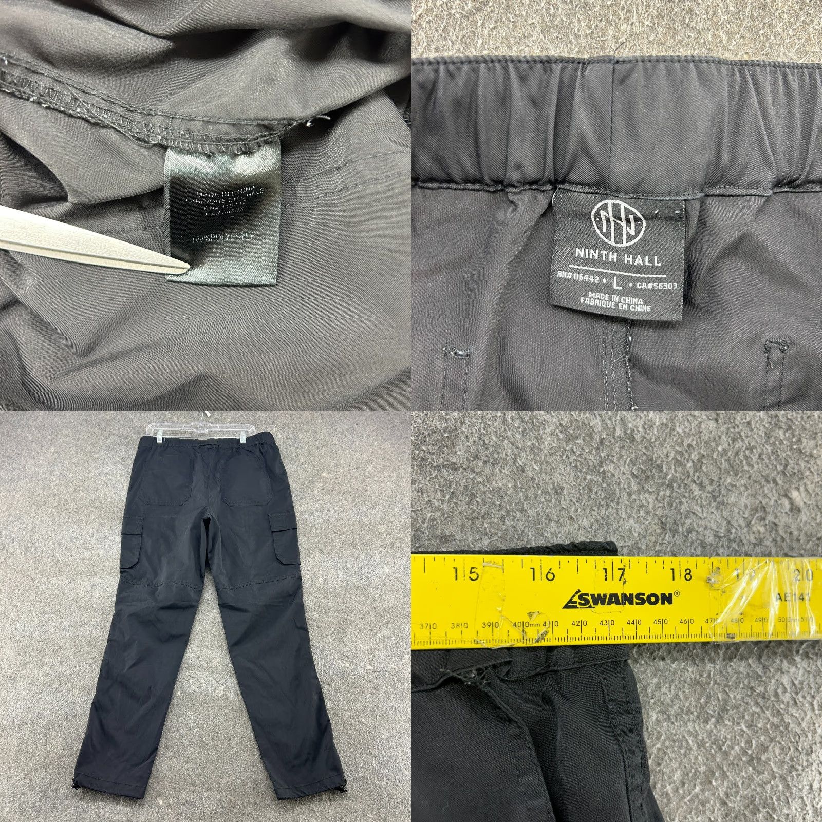 Vintage Ninth Hall Mens Cargo Pants Regular Large Black Polyester Nylon Cotton Hiking Outdoor Pockets Logo Cargo Pockets 30 Inseam Size US 33 - 8 Thumbnail