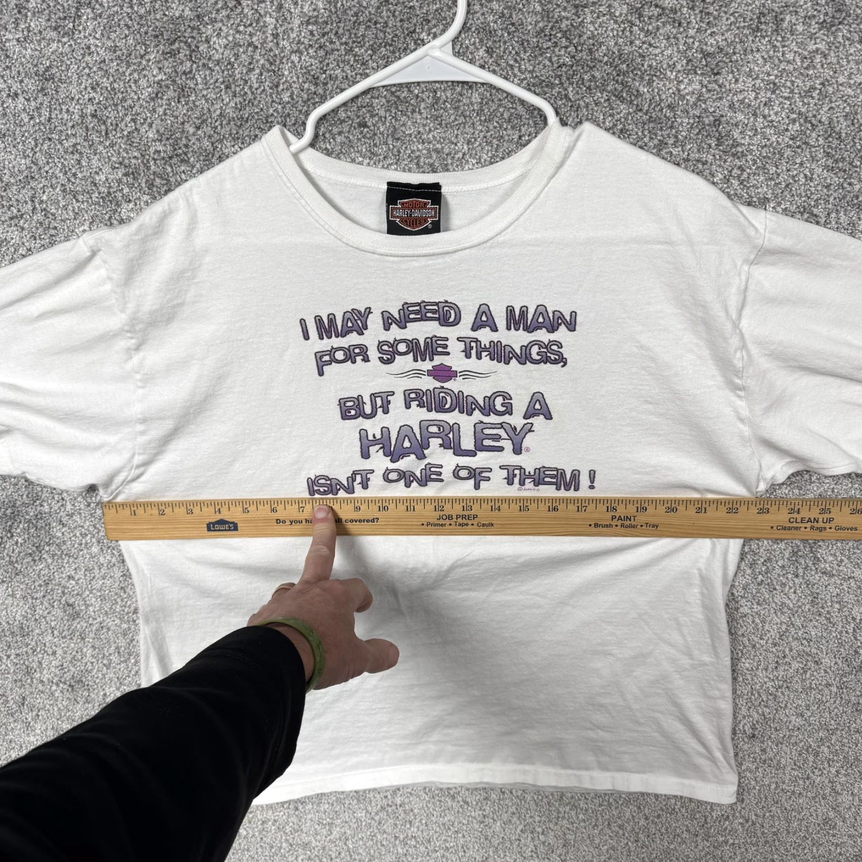 Harley Davidson VINTAGE Harley-Davidson Shirt Womens XL I May Need A Man Biker Funny White Crew Neck Short Sleeve Size XL / US 12-14 / IT 48-50 - 3 Thumbnail
