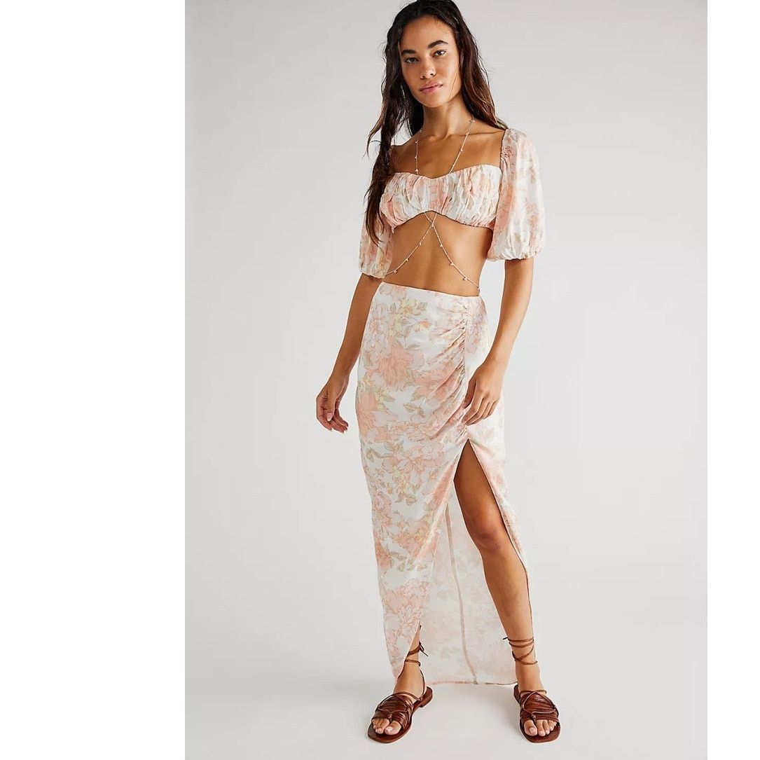 Free People New Free People RUMER Isola Set $488 Au XL-US 10 Pink Floral Size 32" / US 10 / IT 46 - 1 Thumbnail