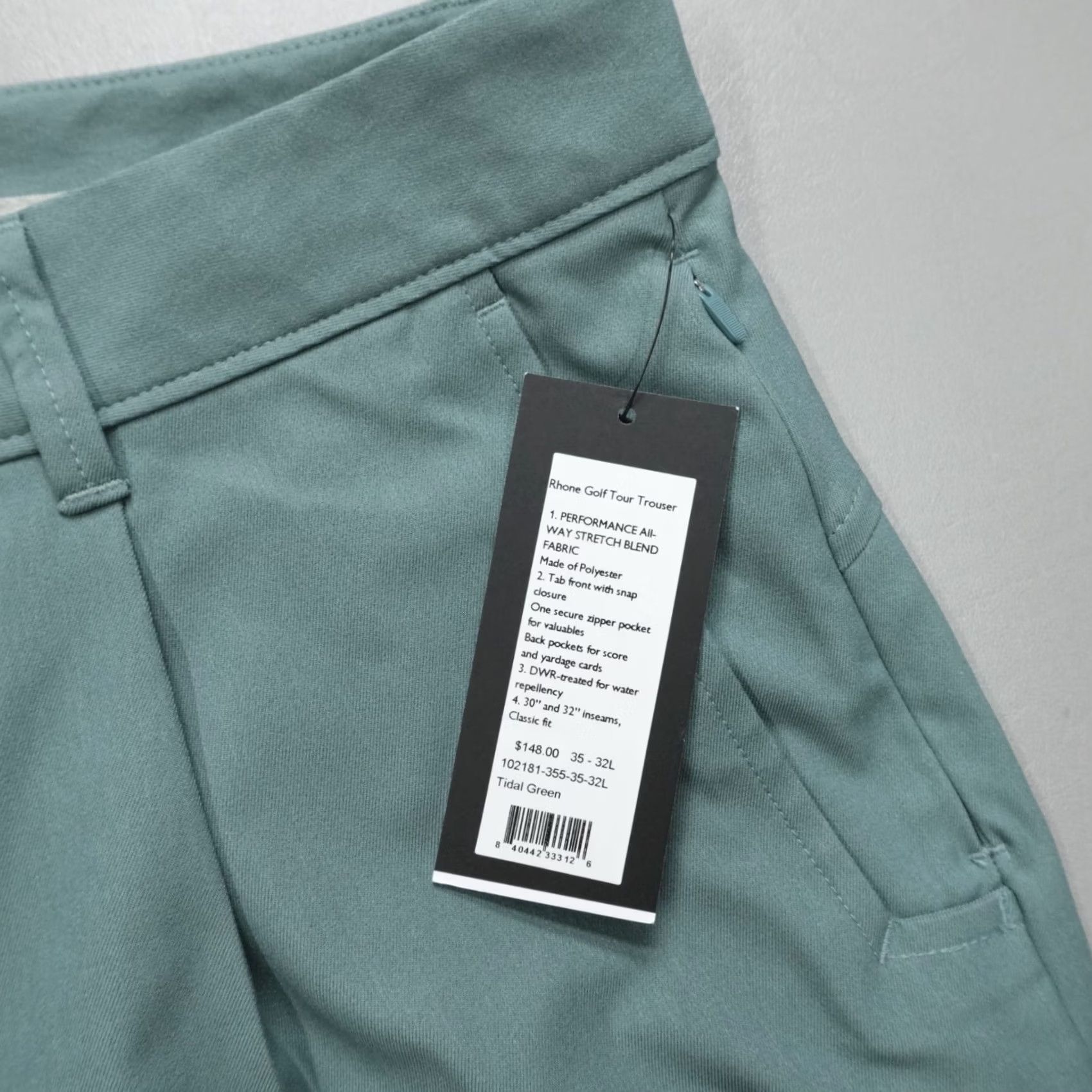 Rhone Rhone Golf Tour Trouser Pants Tidal Green Size 35x32 Classic Fit Performance Size US 36 / EU 52 - 3 Thumbnail