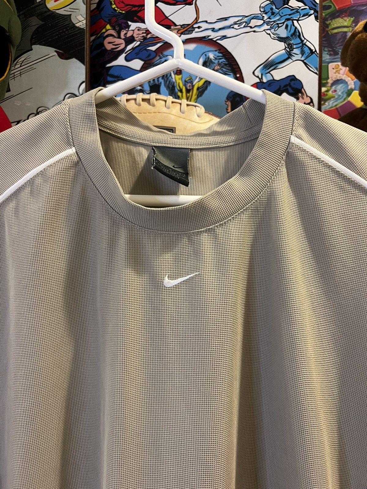Nike × Vintage VTG Cream NIKE center check Tee Size US L / EU 52-54 / 3 - 2 Thumbnail