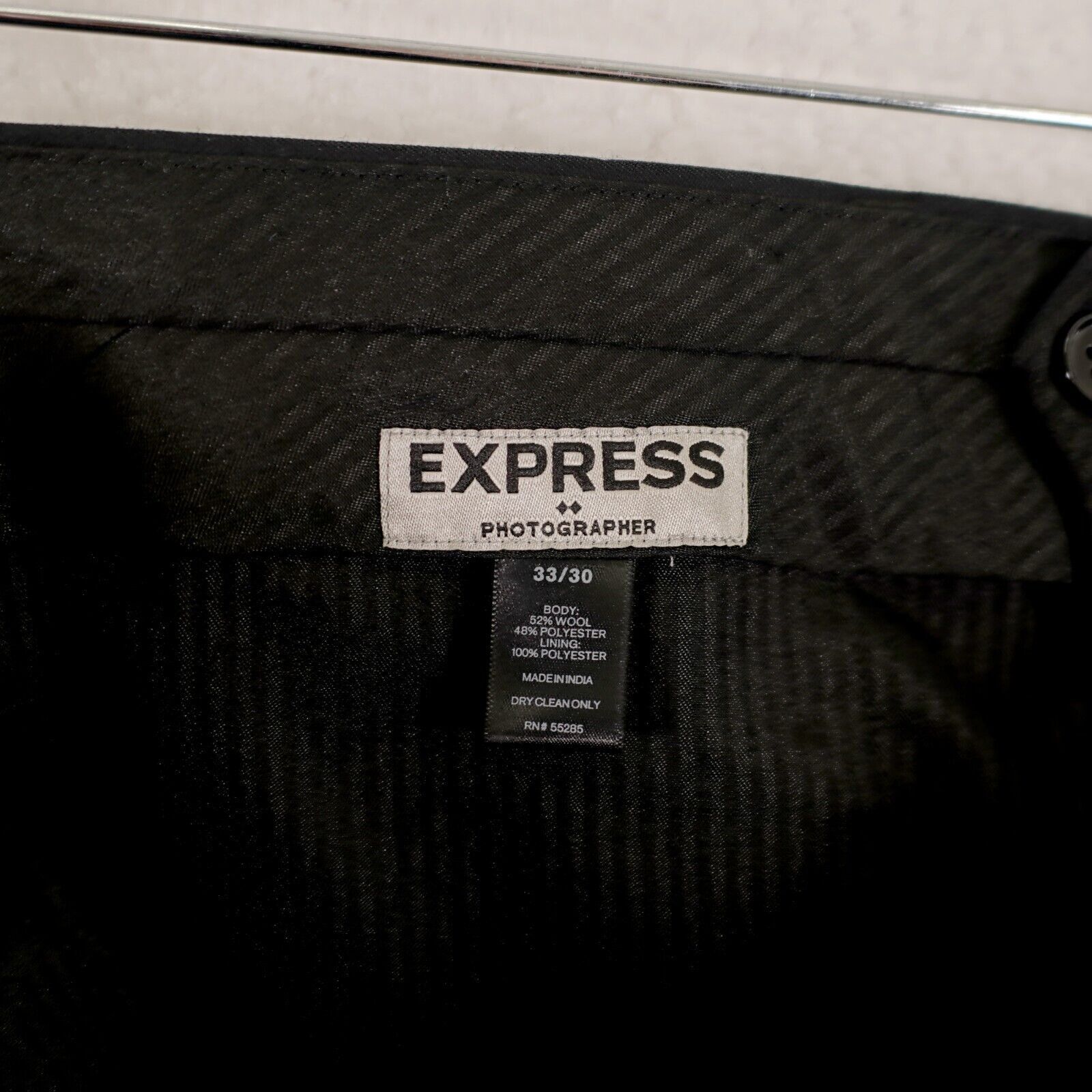Express Express Photographer Wool Blend Black Mid Rise Flat Front Dr Size 34R - 4 Thumbnail