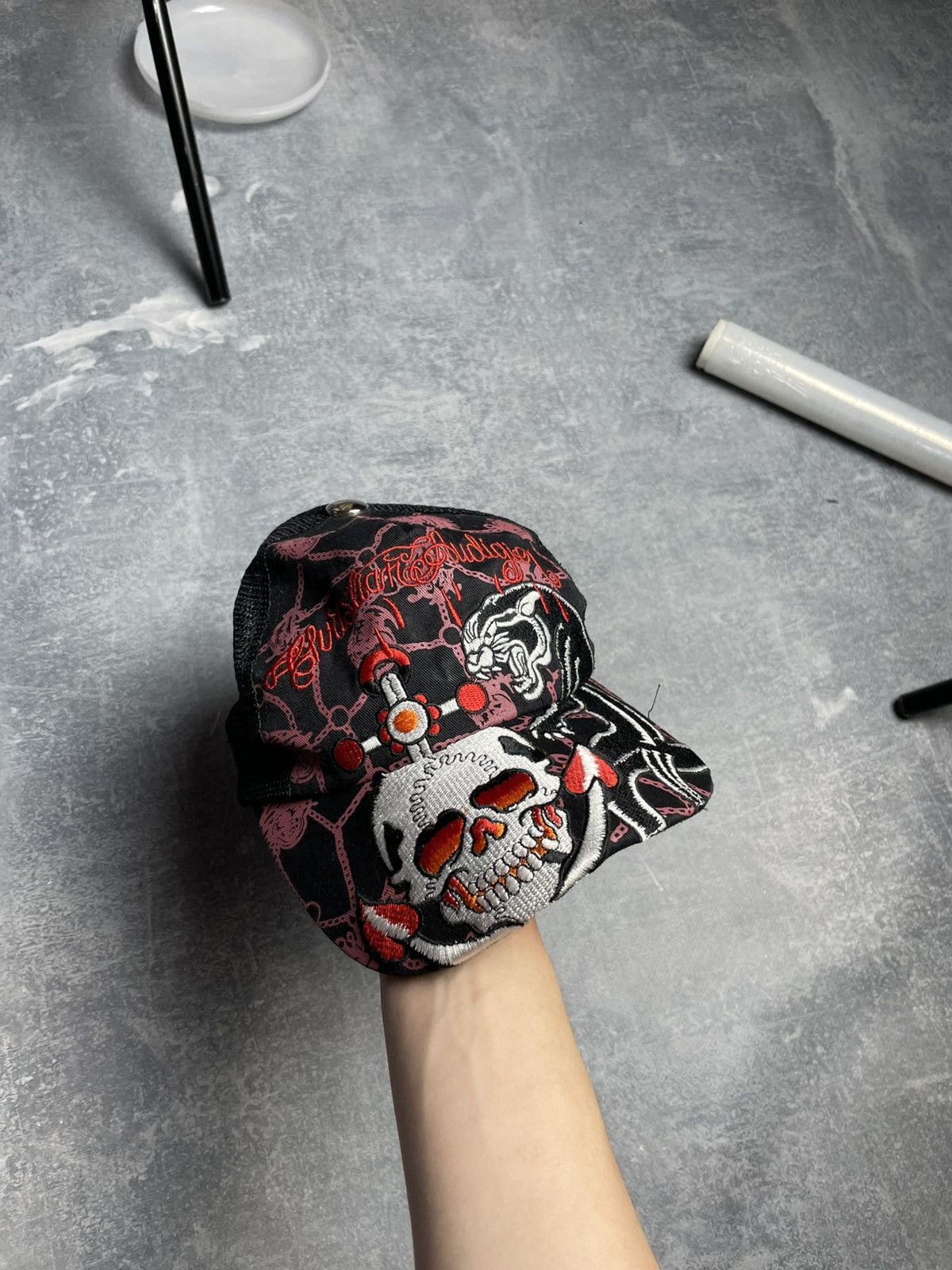 Christian Audigier Y2K blood Christian Audigier skulls cap snapback Size ONE SIZE - 2 Thumbnail