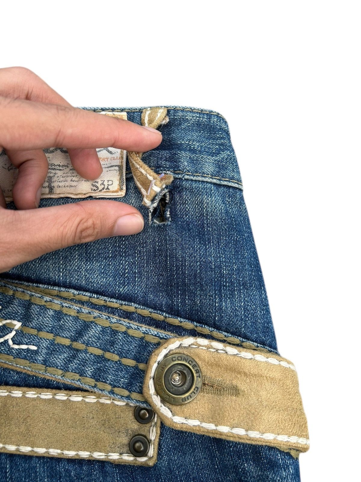 Kapital Yoshitomo Nara Lolita Buckle Back Distressed Denim Jeans Size US 36 / EU 52 - 13 Thumbnail