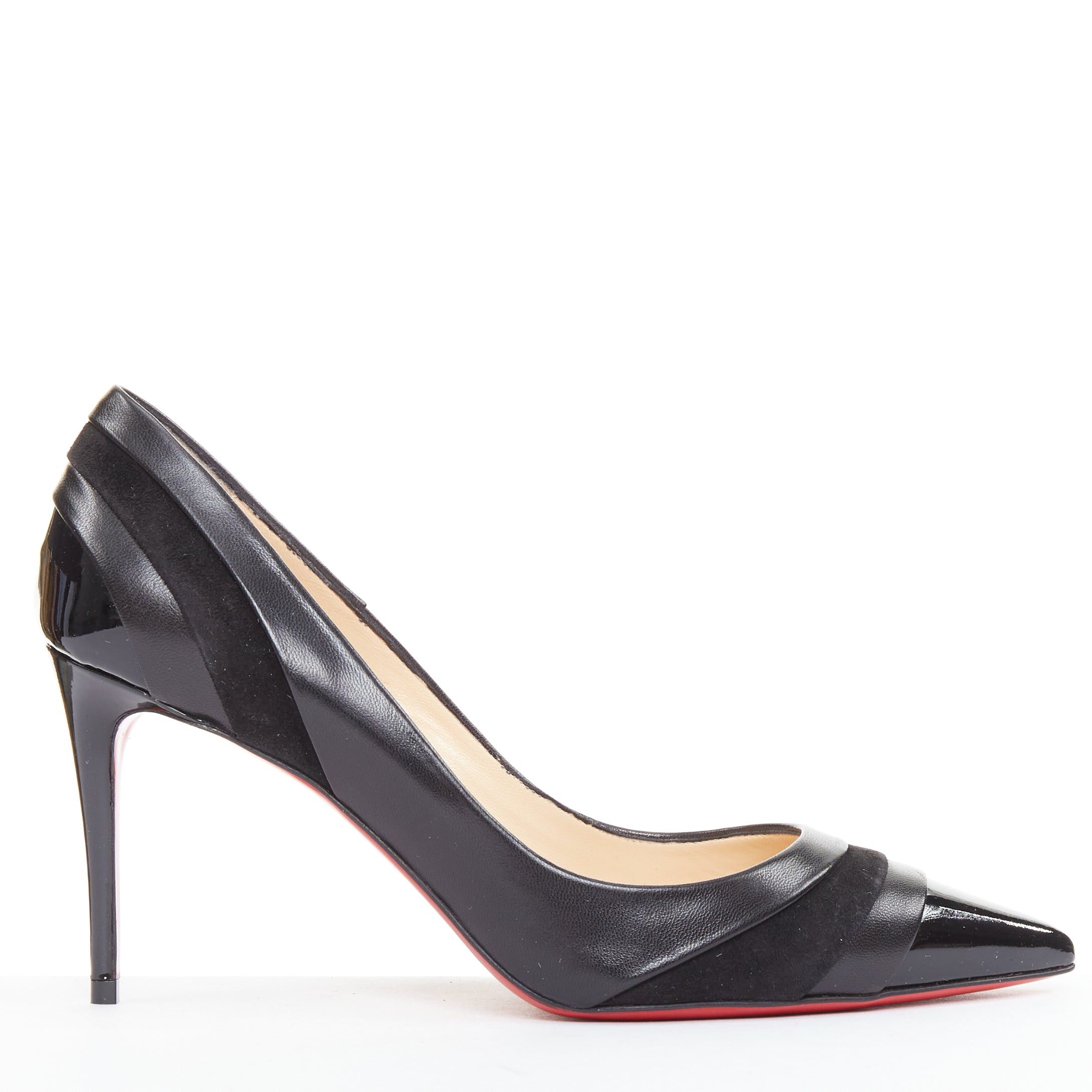 Christian Louboutin CHRISTIAN LOUBOUTIN Eklectica 85 nappa black calf suede mix pointed toe pumps EU37.5 Size US 7.5 / IT 37.5 - 1 Thumbnail