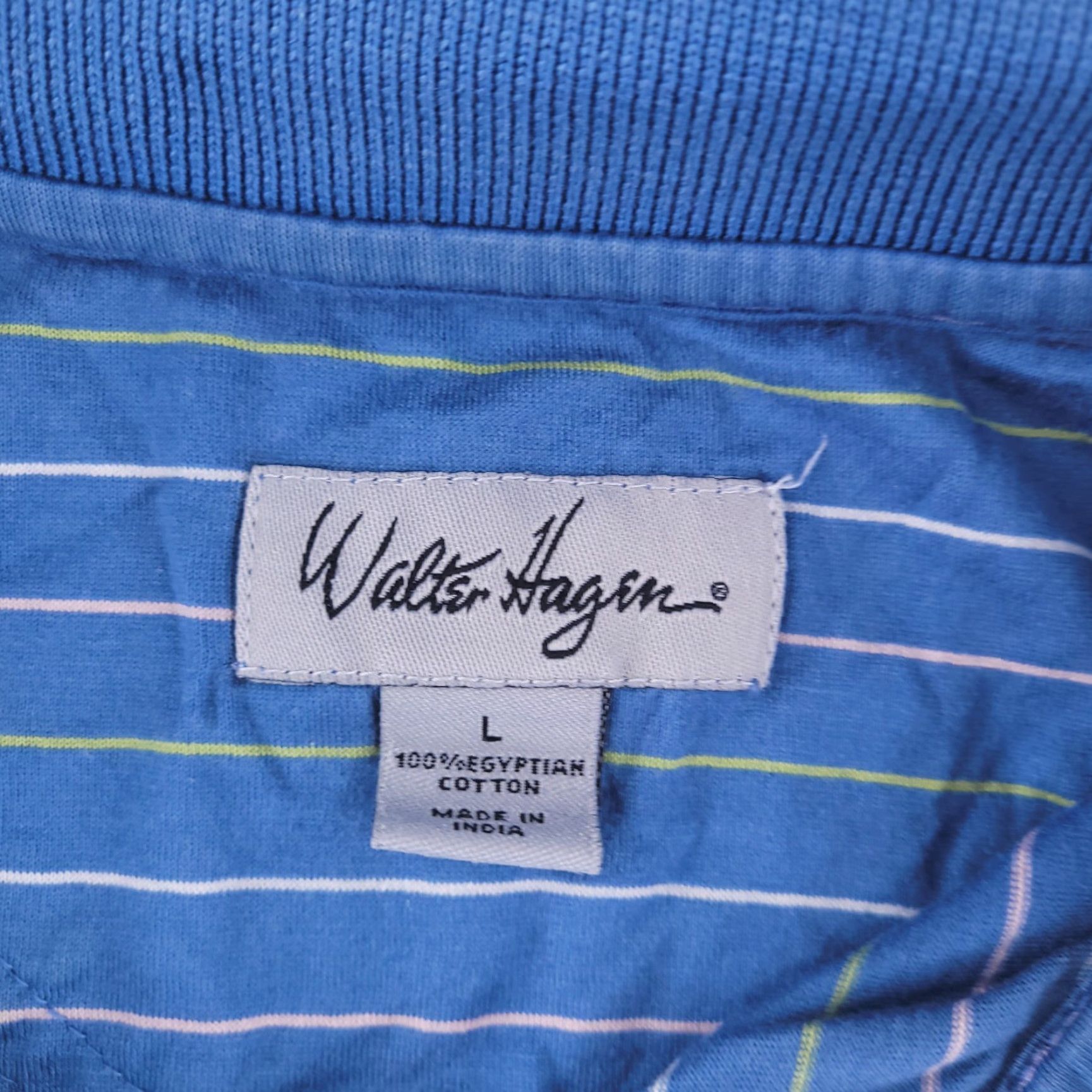 Vintage Walter Hagen Shirt Polo Mens Large Golf Striped 100% Cotton Blue Size US L / EU 52-54 / 3 - 3 Thumbnail