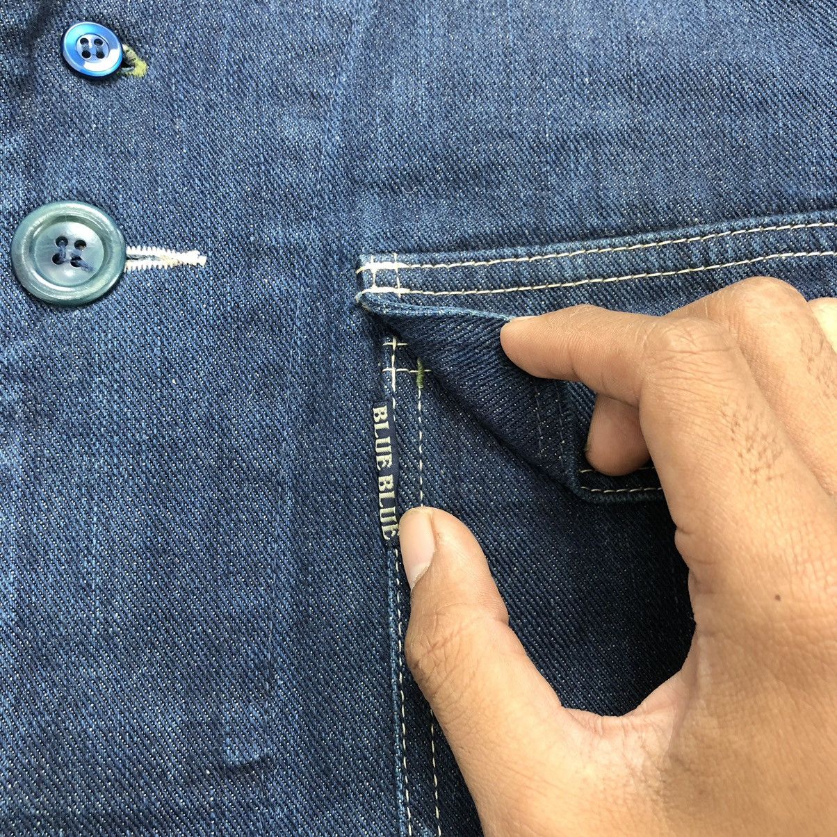 Blue Blue Japan × Vintage 1990s Vintage Blue Blue Japan Selvedge Chore Jacket Size US M / EU 48-50 / 2 - 13 Thumbnail