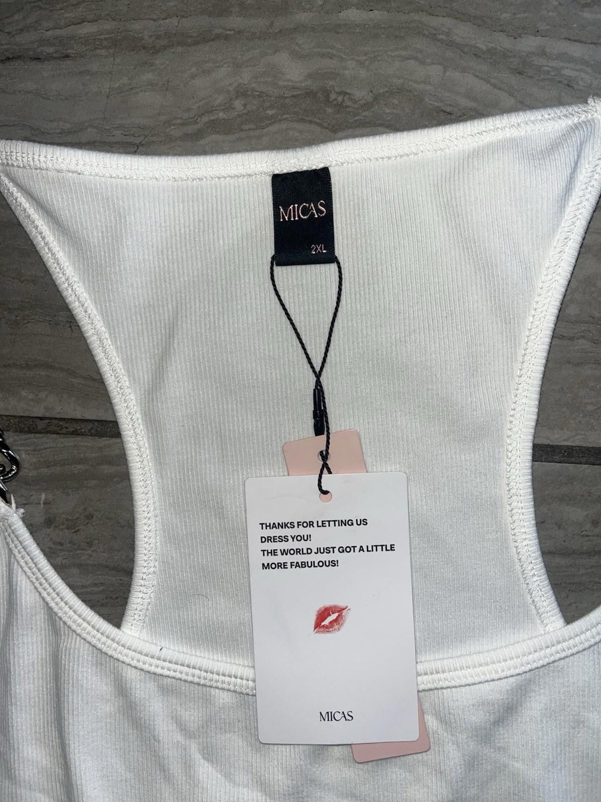 Issey Miyake NWT Micas White Chain Straps Racingback Tank Top Size 2XL Size XXL / US 16-18 / IT 52-54 - 2 Thumbnail
