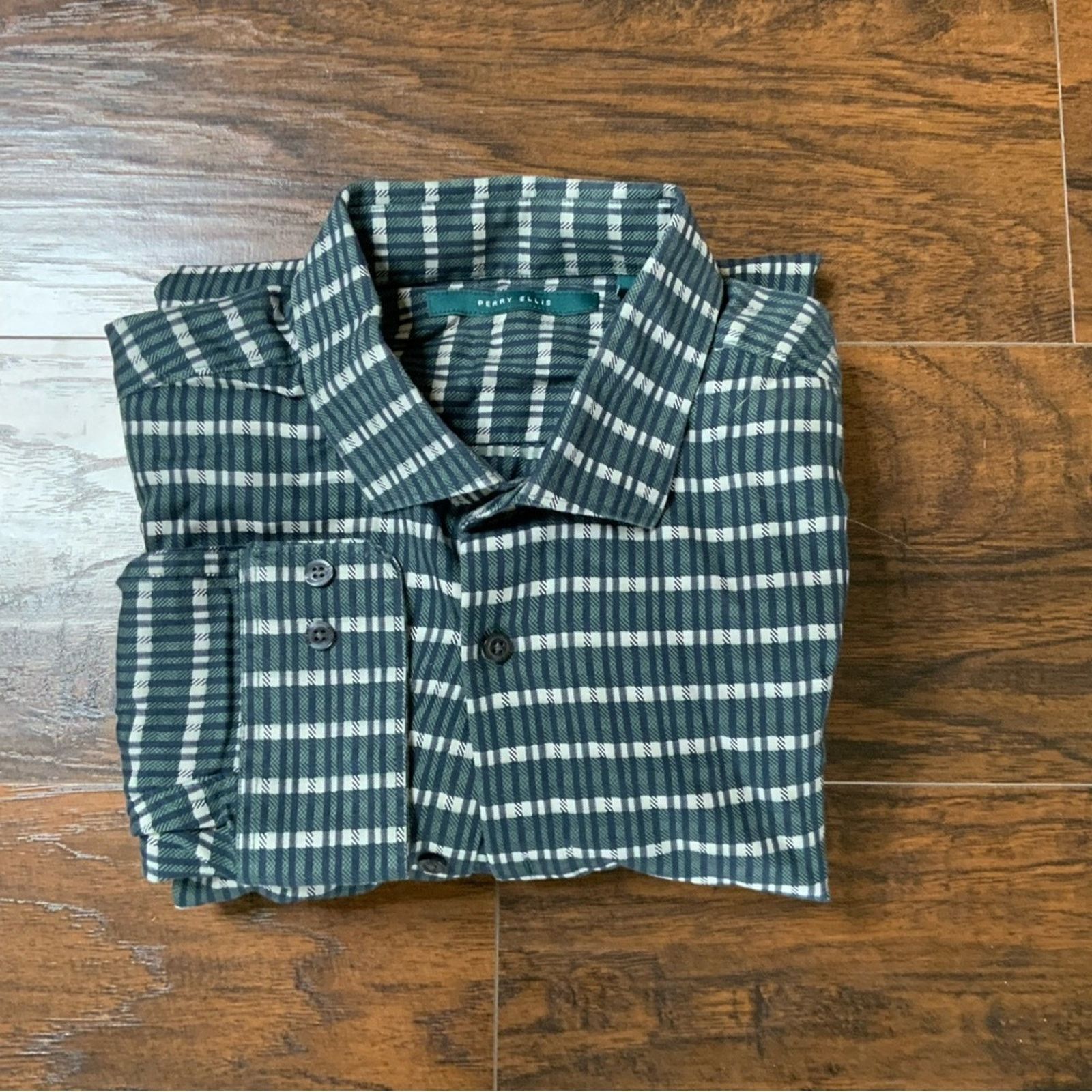 Perry Ellis Green pattern Perry Ellis shirt Size US XL / EU 56 / 4 - 1 Thumbnail