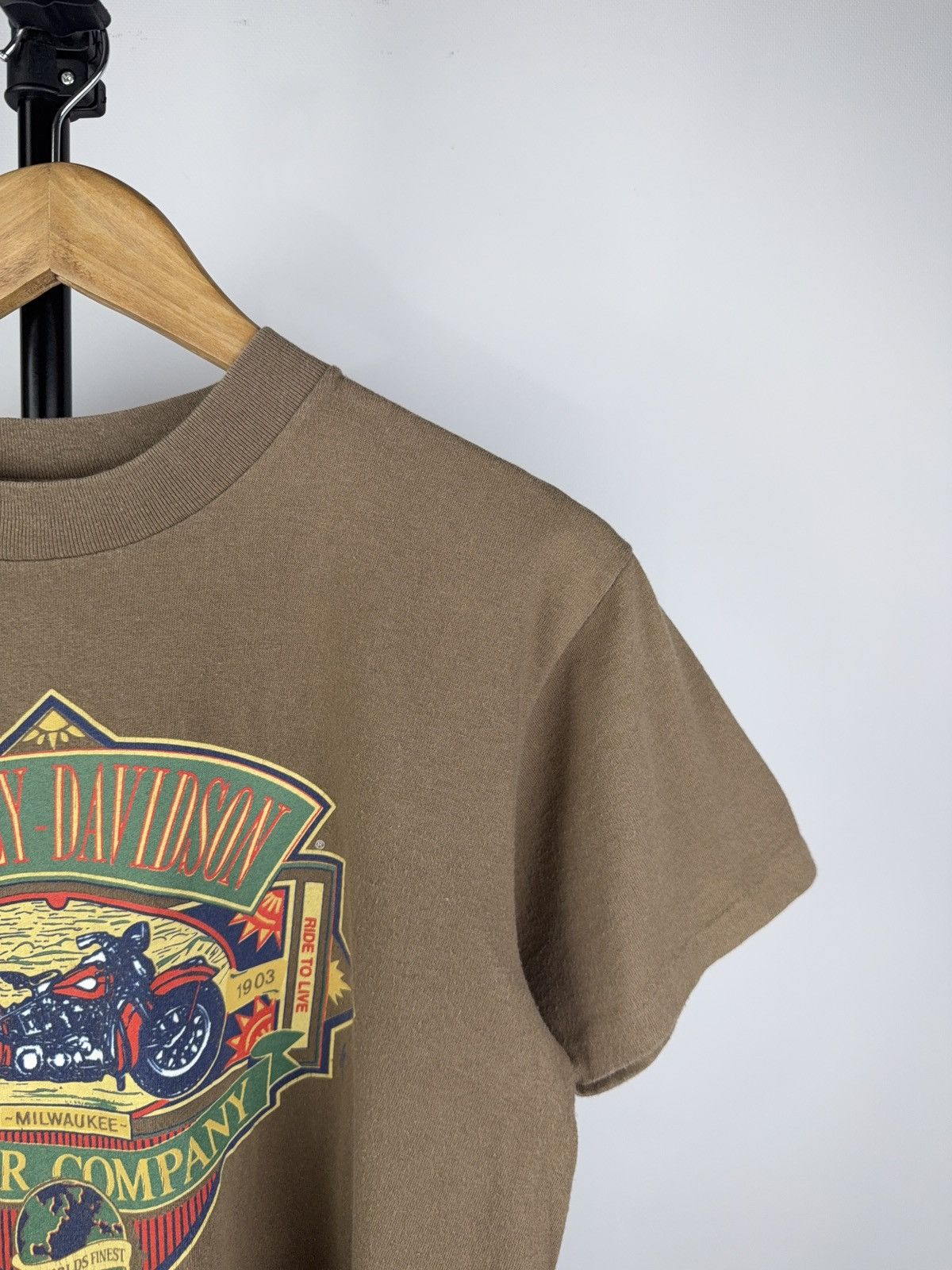 Harley Davidson × Vintage 1990 3D Emblem Harley-Davidson Motorcycle Graphic Tee Shirt Size US M / EU 48-50 / 2 - 2 Thumbnail
