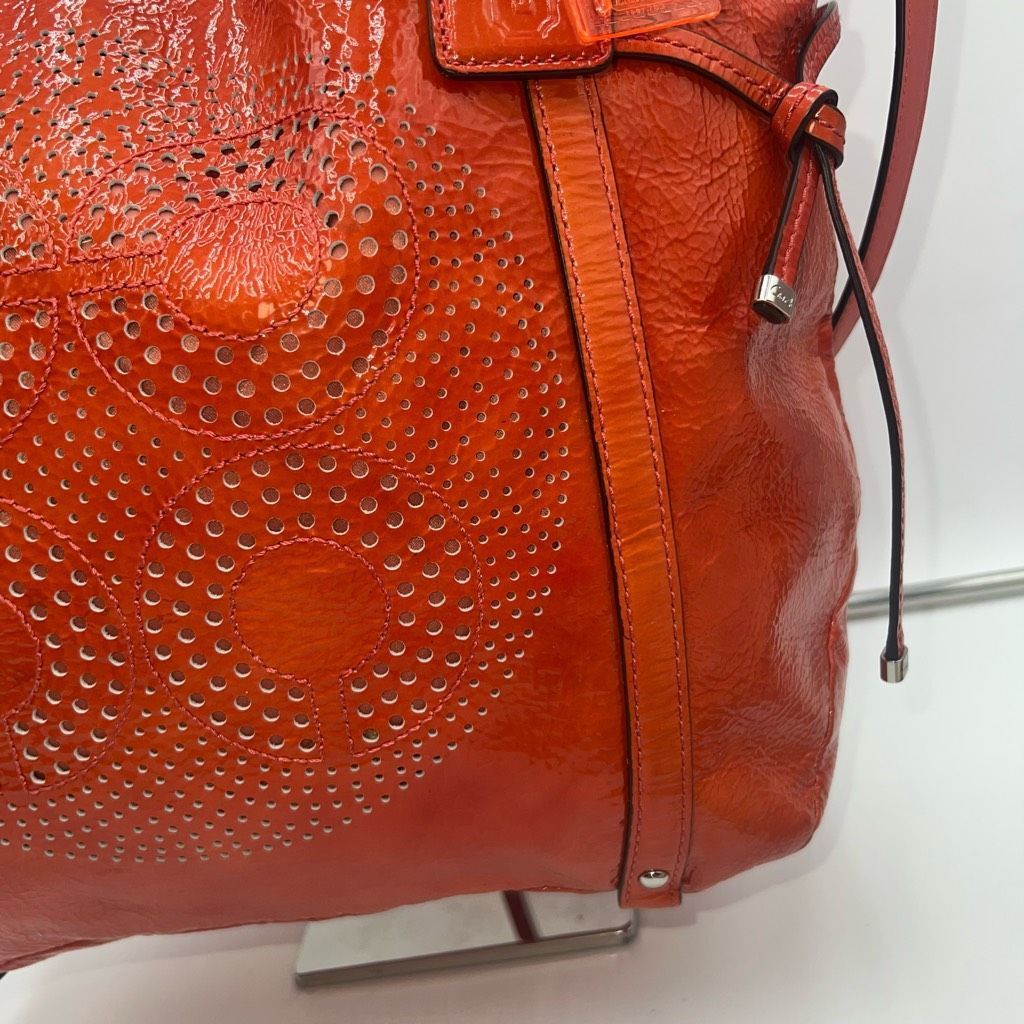 Coach Coach AUDREY OP ART CORAL Peach Patent Leather Tote Shoulder Size ONE SIZE - 5 Thumbnail