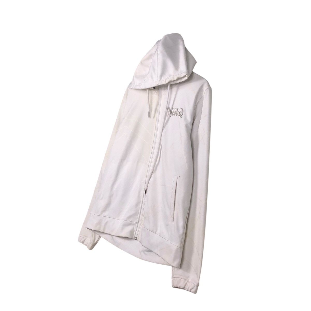 Japanese Brand Rich White Zipper Jacket Hoodie Norton Big Logo Embroidered Size US L / EU 52-54 / 3 - 3 Thumbnail