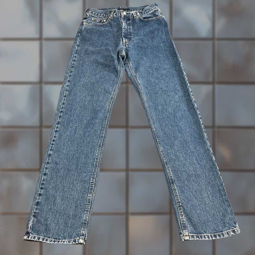 Valentino Valentino Jeans Regular Straight 29 34 Mid Wash Blue Mens Vintage Italy Denim 5-Pocket Design Cotton Button Logo Size US 29 - 1 Thumbnail