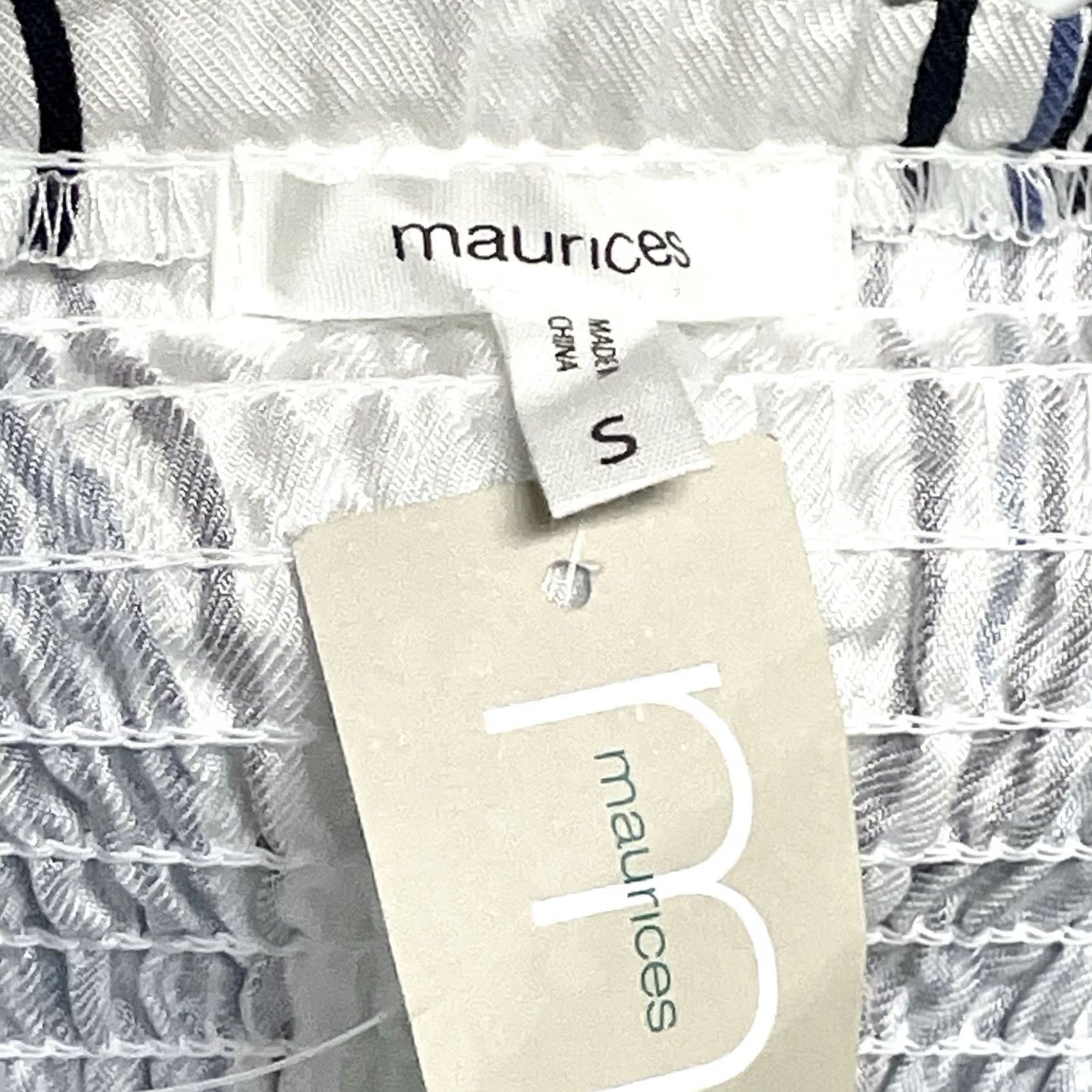 Vintage Maurices Women Blue/White Striped Smocked Tiered Sleeveless Maxi Dress S Size S / US 4 / IT 40 - 4 Thumbnail