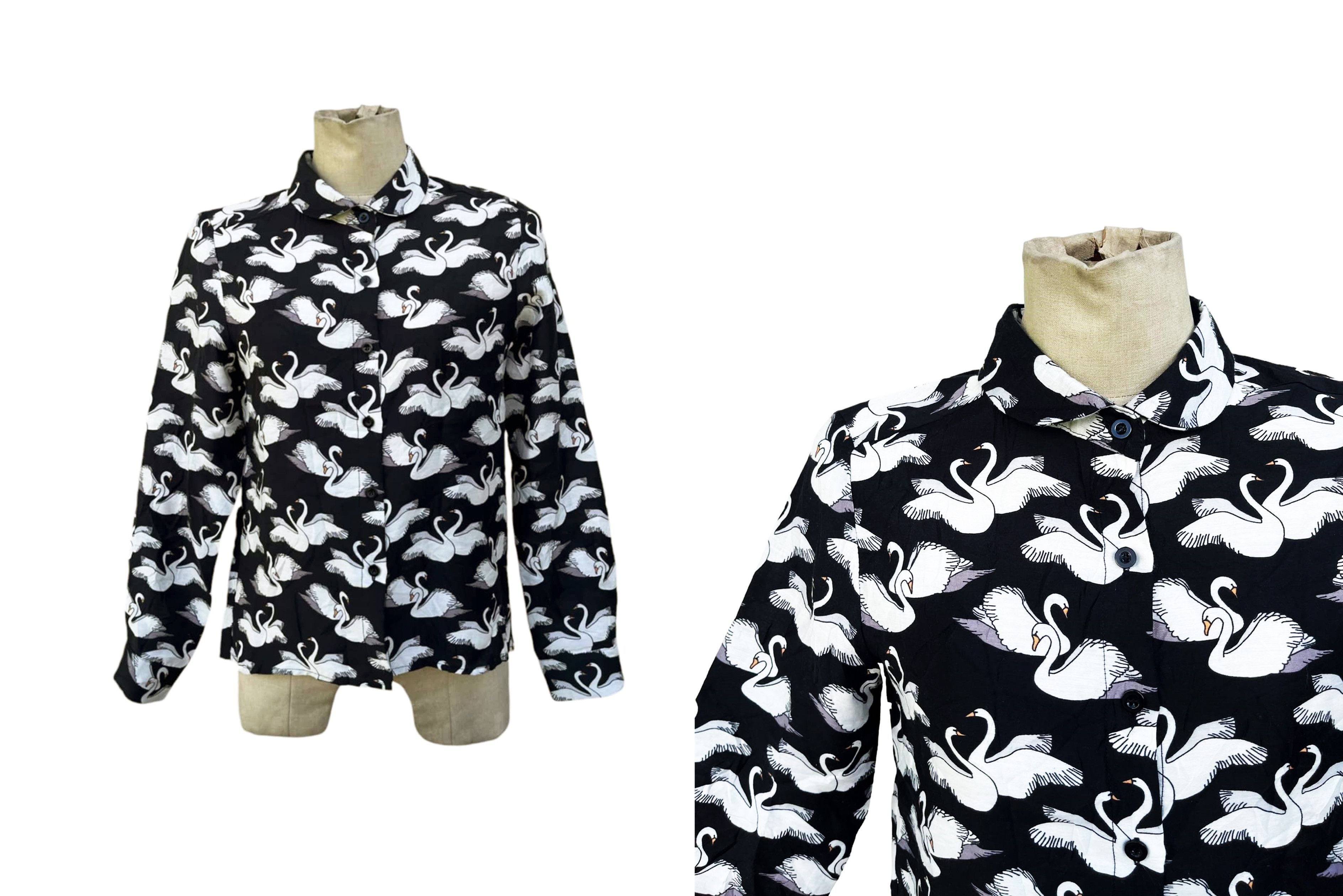 Vintage Japanese Vintage Retro SWANS Printed collar button up shirt Size S / US 4 / IT 40 - 8 Thumbnail