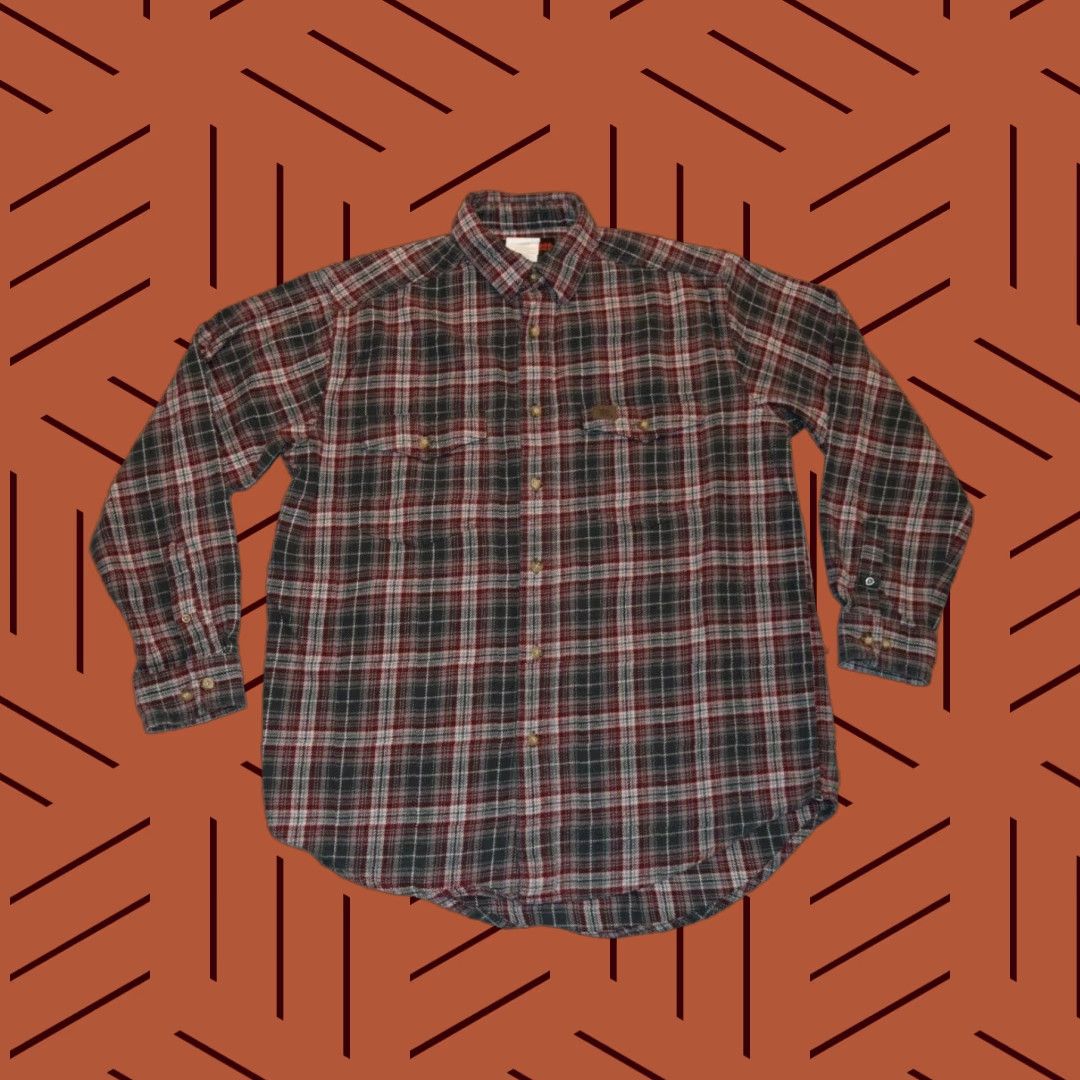 Wrangler WRANGLER RIGGS MENS WORKWEAR FLANNEL SHIRT LARGE RED GRAY PLAID EUC Size US L / EU 52-54 / 3 - 1 Thumbnail